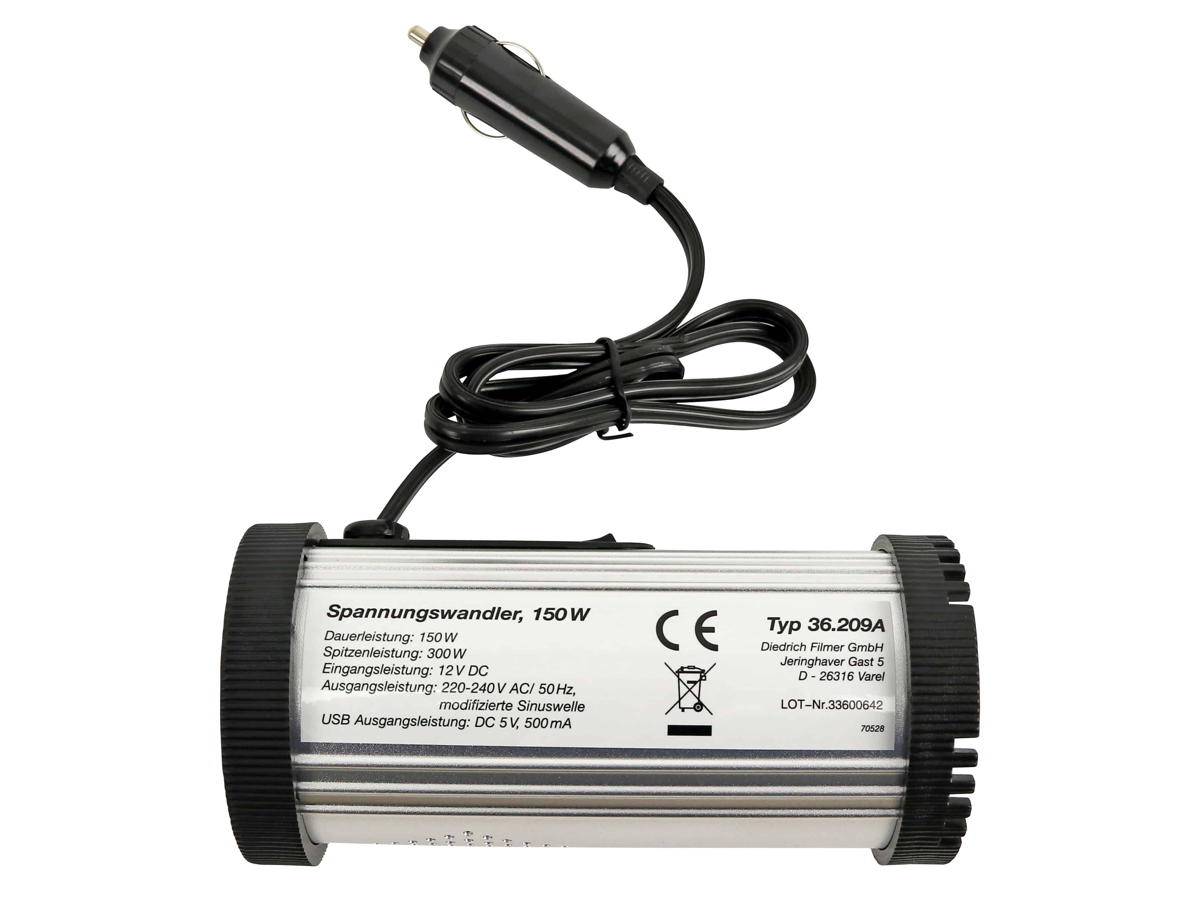 Filmer Wechselrichter 36.209, 12V-/230V~, 150W, USB Filmer Wechselrichter 36.209, 12V-/230V~, 150W, USB
