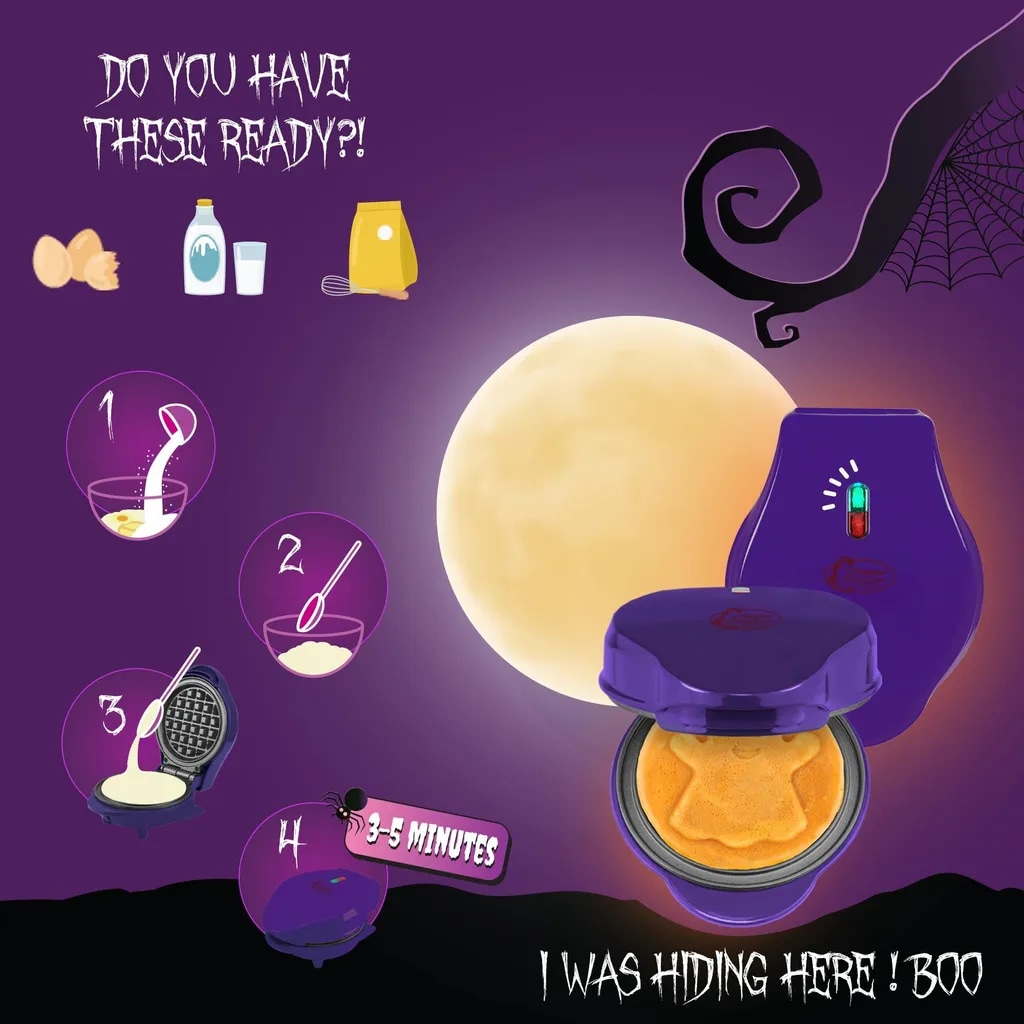 Mini Waffeleisen BESTRON "Geist", Retrodesign, 550 W, lila