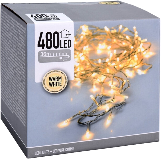 LED-Lichterkette warmweiß, 480 LEDs, transparentes Kabel, Innen/Außen, 39m KOOPMAN LED-Lichterkette warmweiß, 480 LEDs, transparentes Kabel, Innen/Außen, 39m