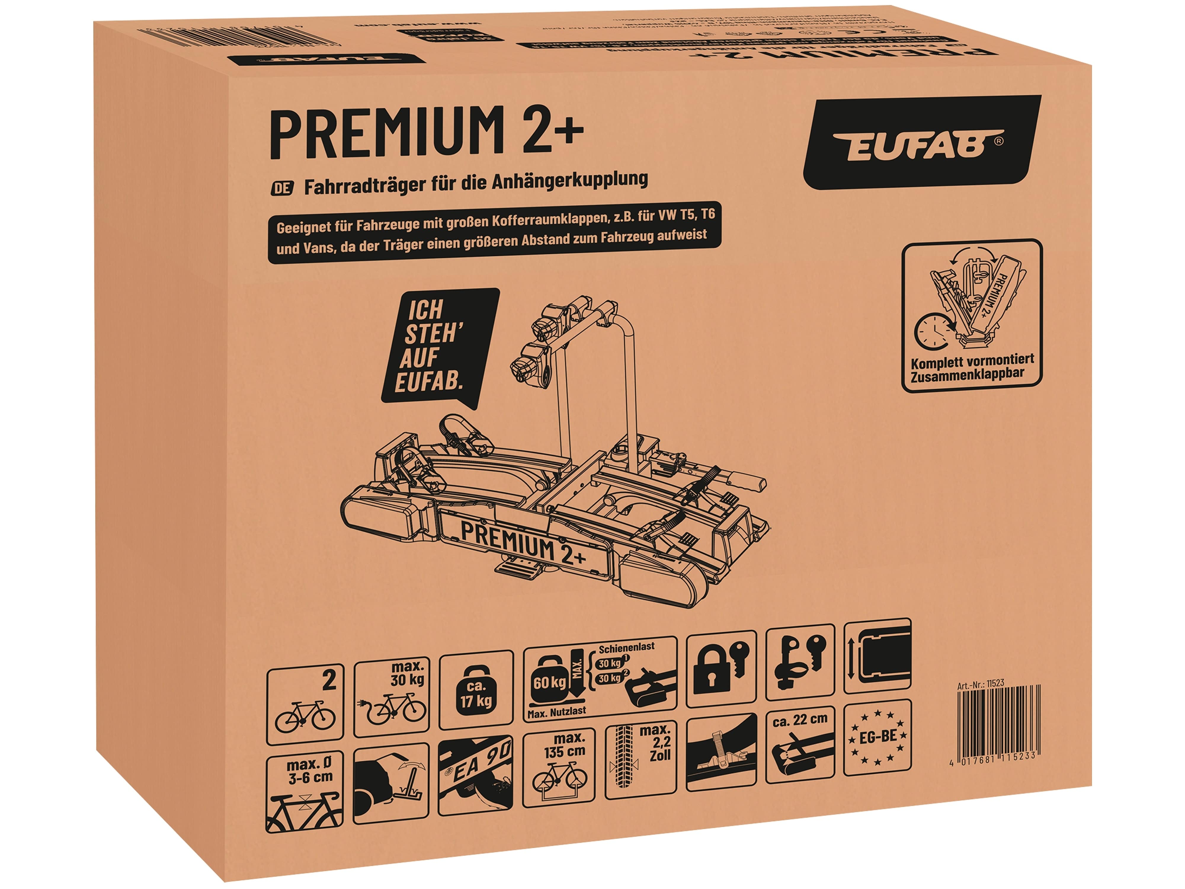 EUFAB Fahrradträger PREMIUM PLUS 2, 11523, für 2 Fahrräder