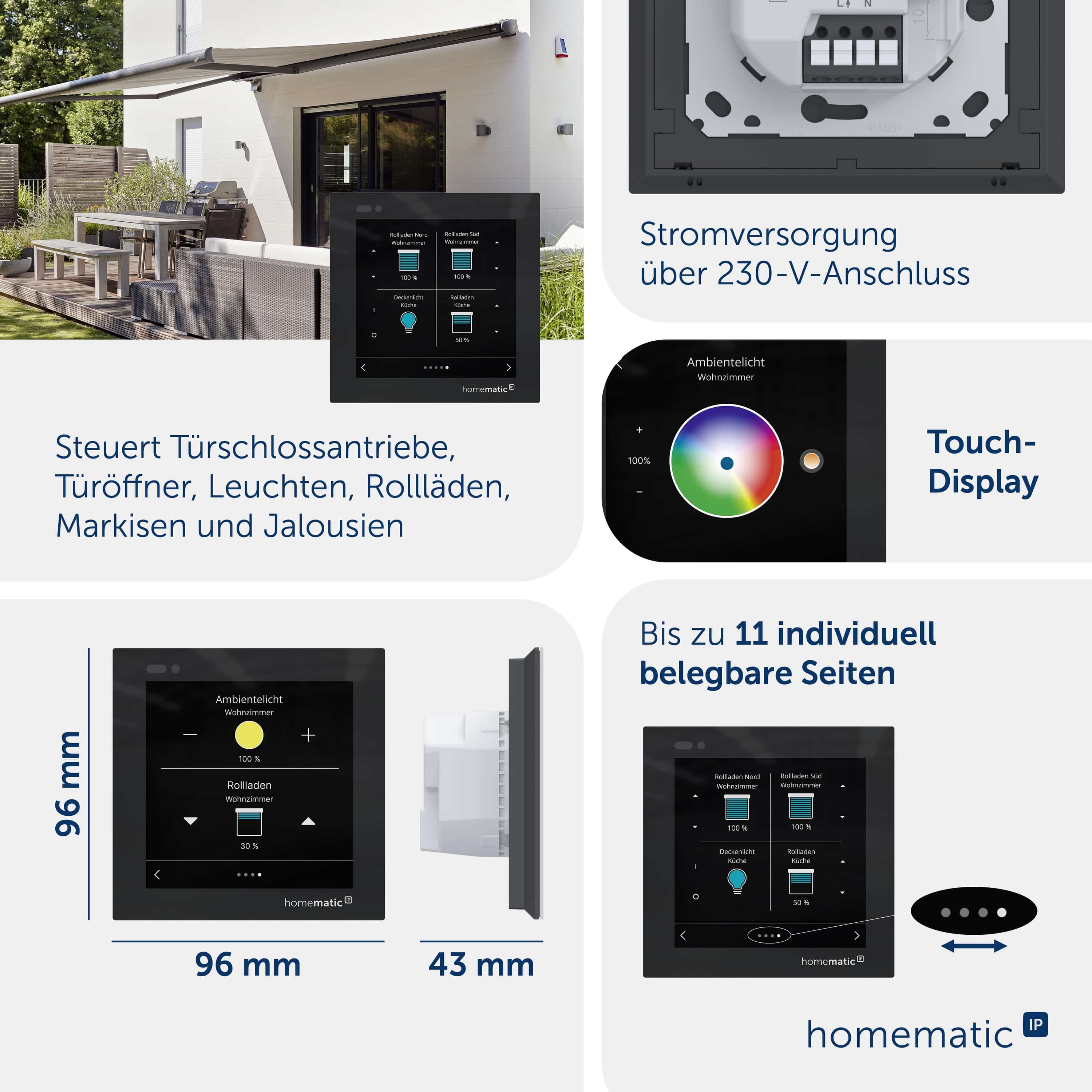 HOMEMATIC IP 161918A0, Glasdisplay HOMEMATIC IP 161918A0, Glasdisplay