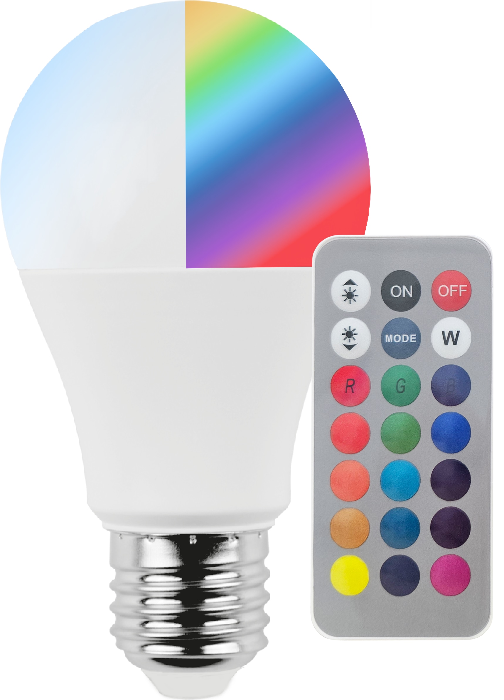 BLULAXA LED-SMD-Lampe, A60, E27, 5 W, 6500 K, EEK: F, 470 lm, kaltweiß, RGB, IP20, Fernbedienung