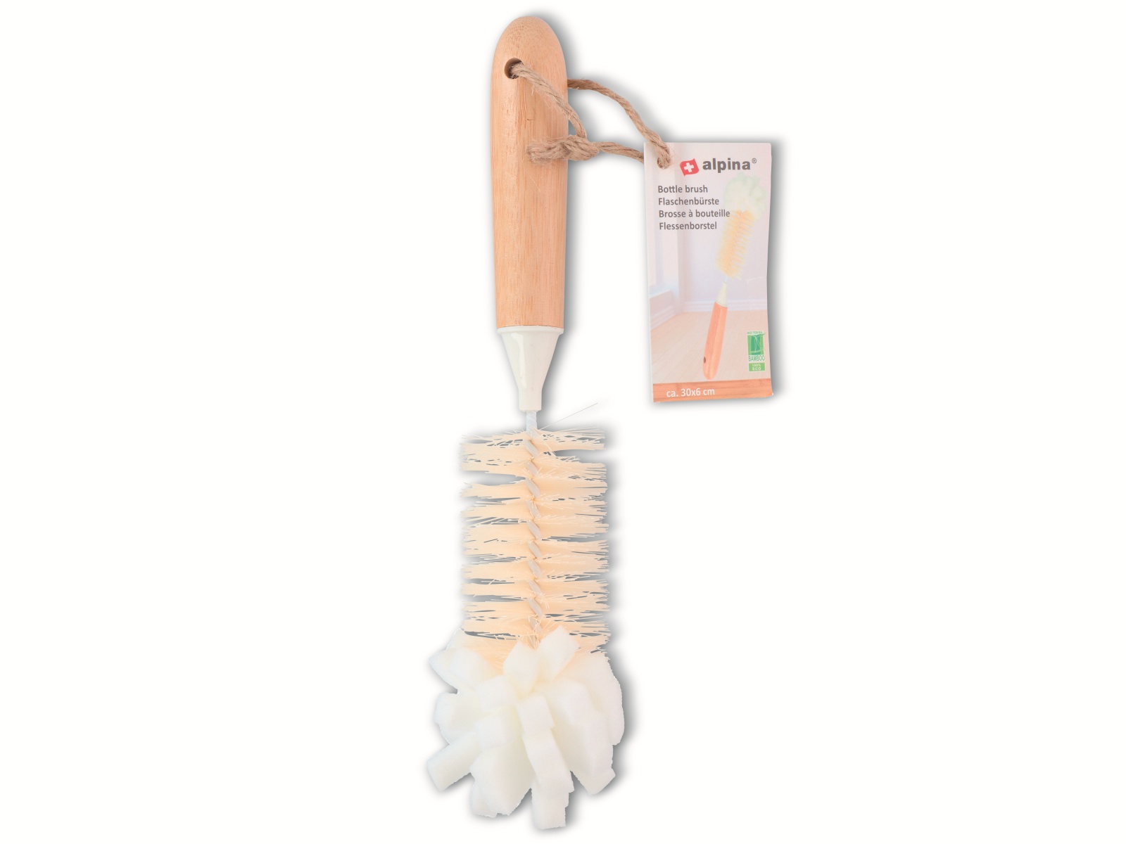 ALPINA Flaschenbürste mit Bambusgriff