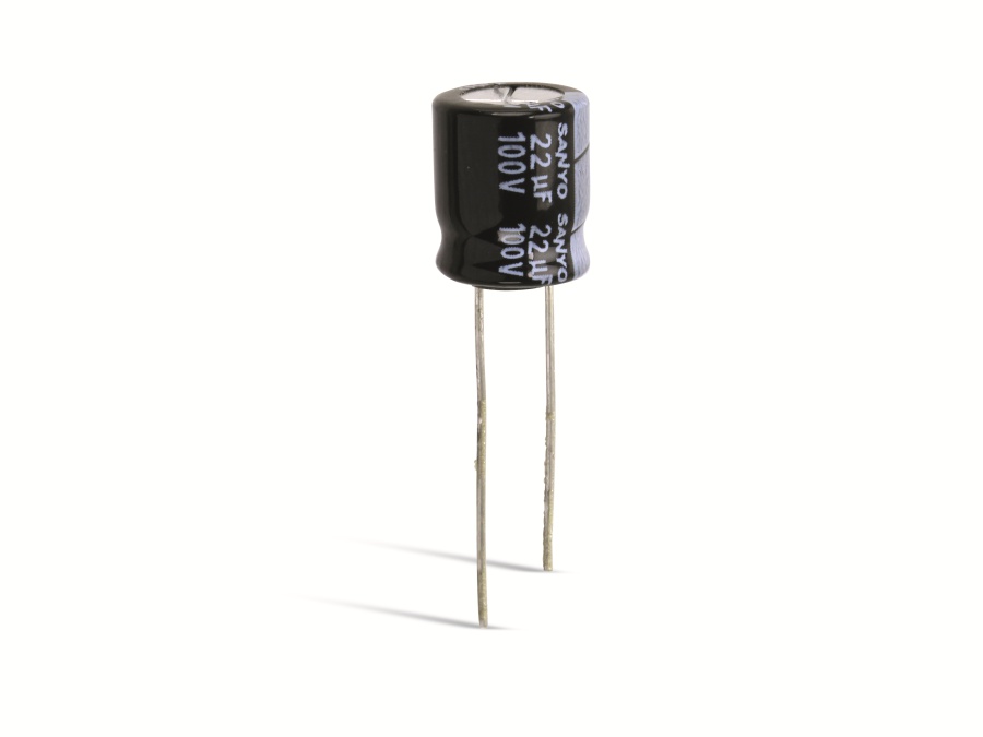 Elko 22µF, 100V, radial, RM 5mm Elko, 22 µF, 100 V