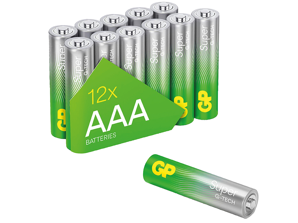 GP Super Alkaline, AAA Micro Batterie, 1,5 V, 12 Stück GP AAA-Batterie Alkaline Super, 1,5V, 12 Stück
