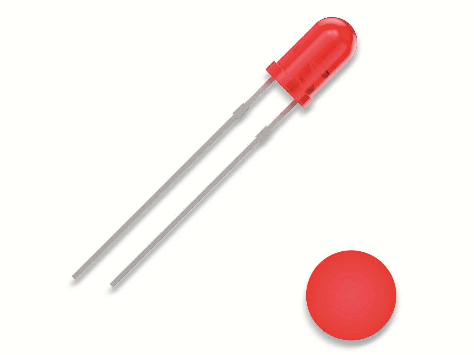 QUADRIOS LED, 3 mm, Rot, 2,54 mm, 625 nm QUADRIOS LED, 3 mm, Lichtfarbe: Rot, Gehäusefarbe: Diffus-Rot, 700 mcd, 625 nm, 2,54 mm