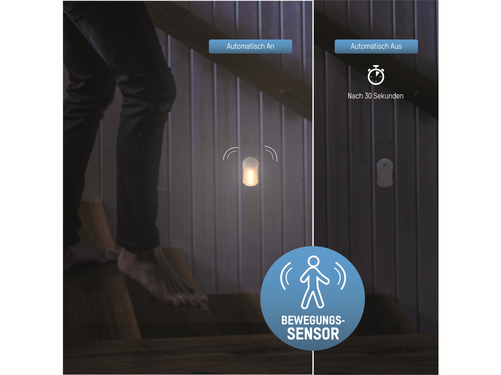 ANSMANN LED-Orientierungslicht NL25B, Dämmerungs- und Bewegungssensor, batteriebetrieben