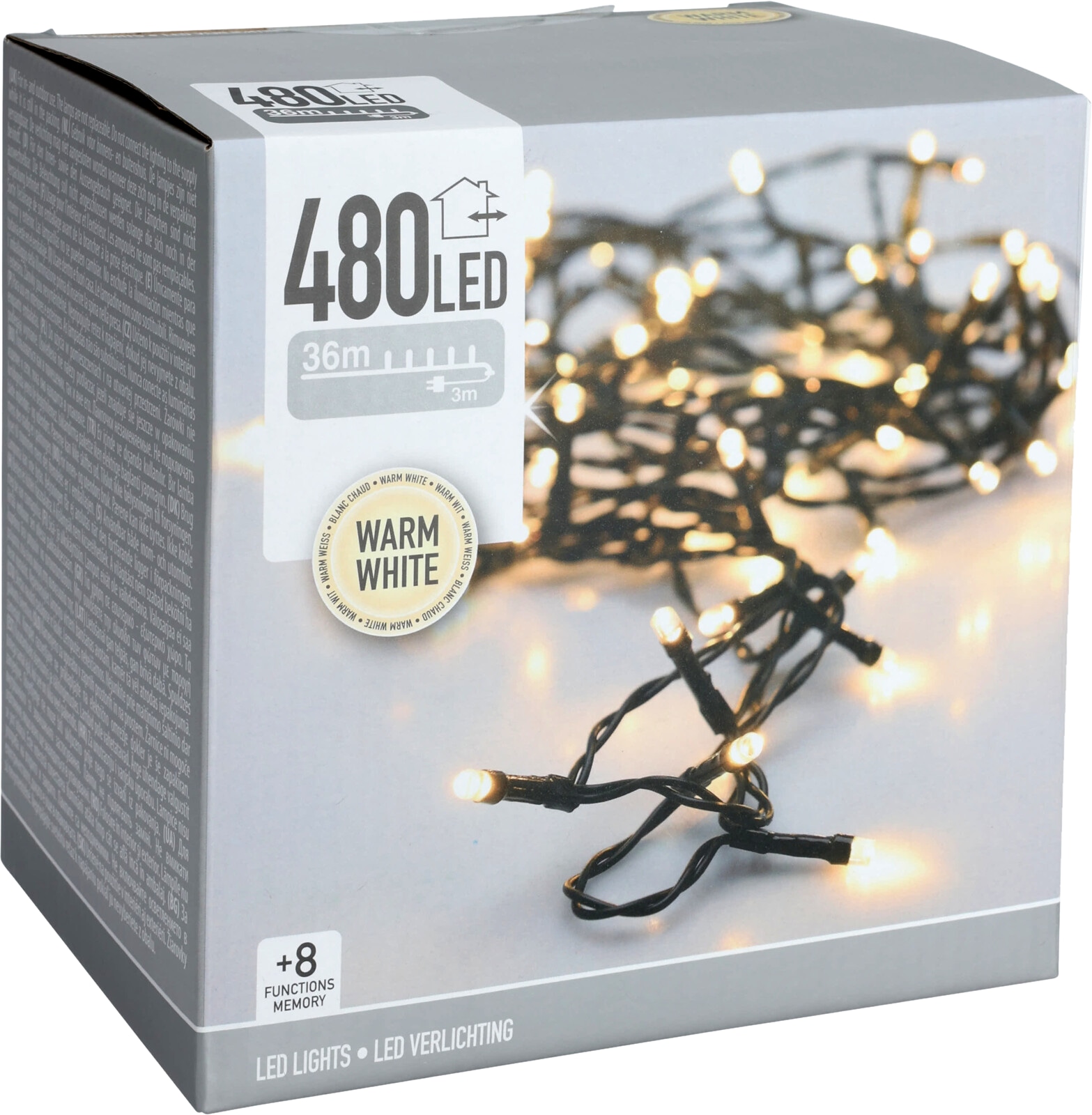 LED-Lichterkette warmweiß, 480 LEDs, Grünes Kabel, Innen/Außen, 39m KOOPMAN LED-Lichterkette warmweiß, 480 LEDs, Grünes Kabel, Innen/Außen, 39m