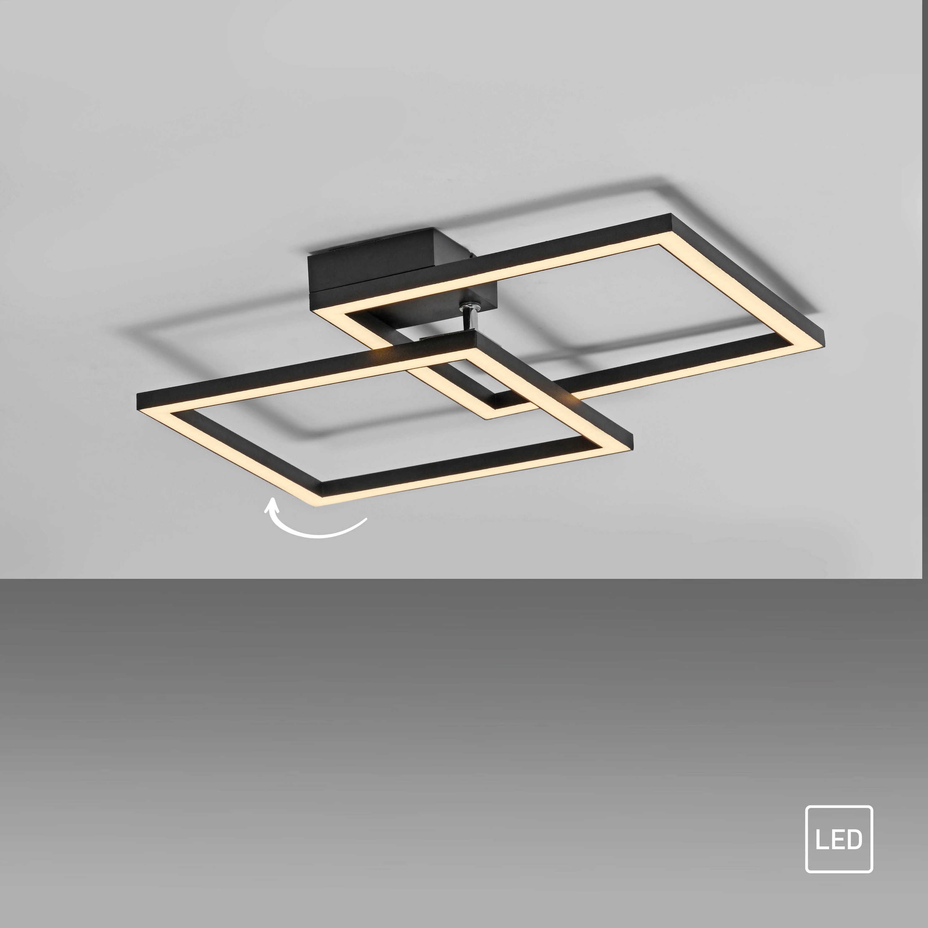 JUST LIGHT LED-Deckenleuchte 14708-18, 20W, 3000K, 2690lm, IP20, schwarz