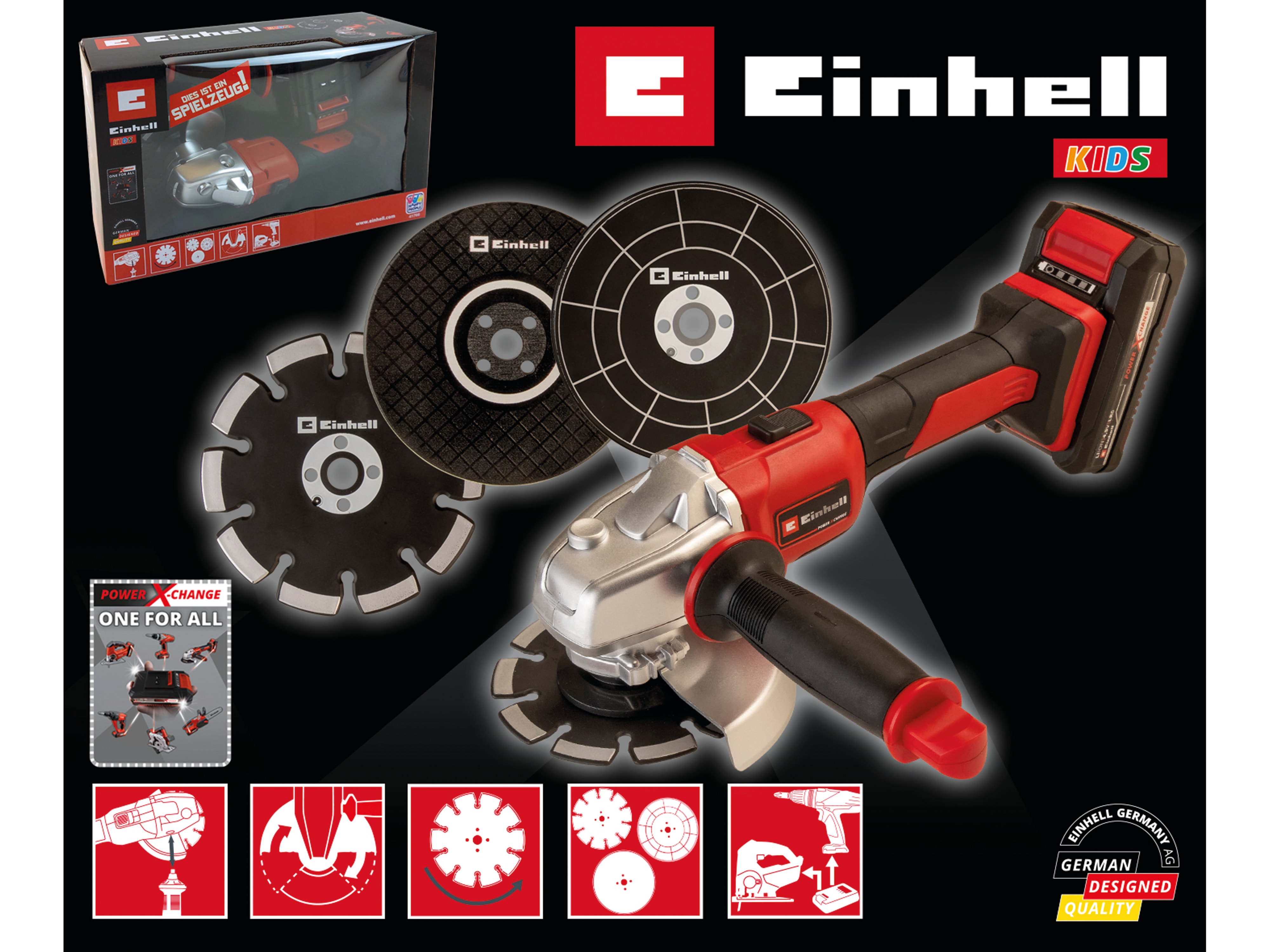 EINHELL KIDS Winkelschleifer Axxio, austauschbare Batterieeinheit