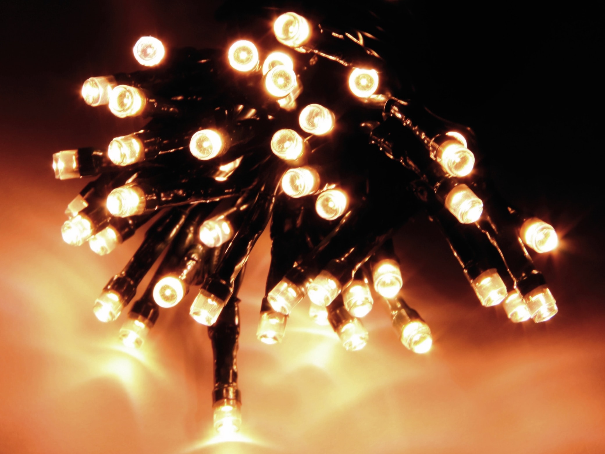 LED-Lichterkette, 720 LEDs, warmweiß, 230V~, IP44, Innen/Außen, grün LED-Lichterkette, 720 LEDs, warmweiß, 230V~, IP44, Innen/Außen, grün