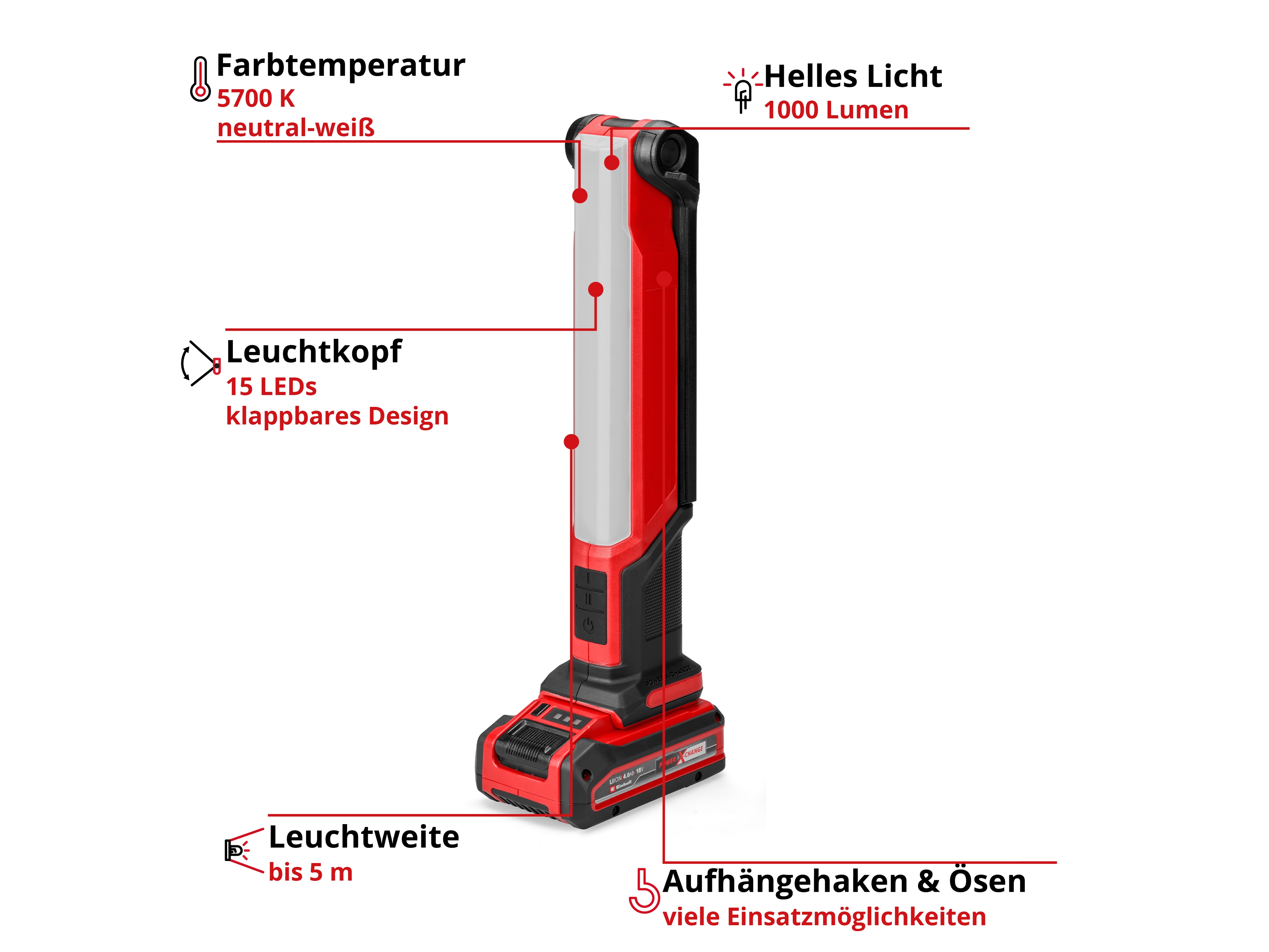 EINHELL Akku-Lampe TE-CL 18/1000 S Li, 4514180, Solo