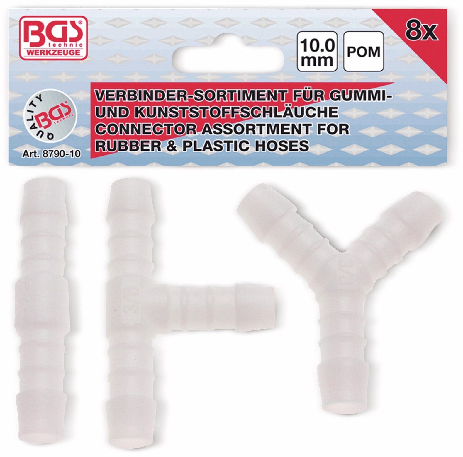 BGS TECHNIC Schlauch-Verbinder-Sortiment 10 mm, 8-teilig BGS TECHNIC Schlauch-Verbinder-Sortiment 10 mm, 8-teilig