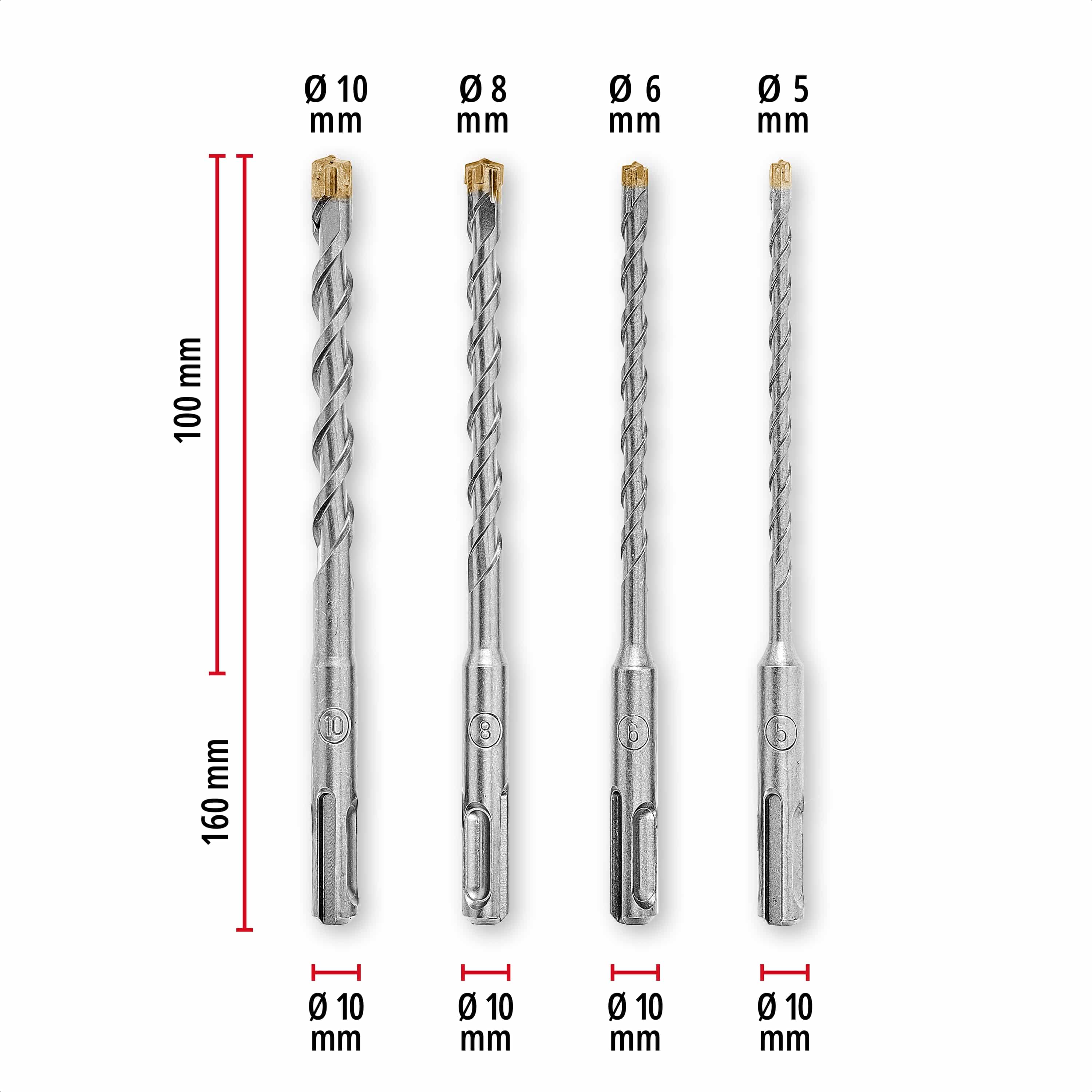 KWB SDS-Plus Hammerbohrer-Set, 268494, 160 mm, 4-teilig KWB SDS-Plus Hammerbohrer-Set, 268494, 160 mm, 4-teilig