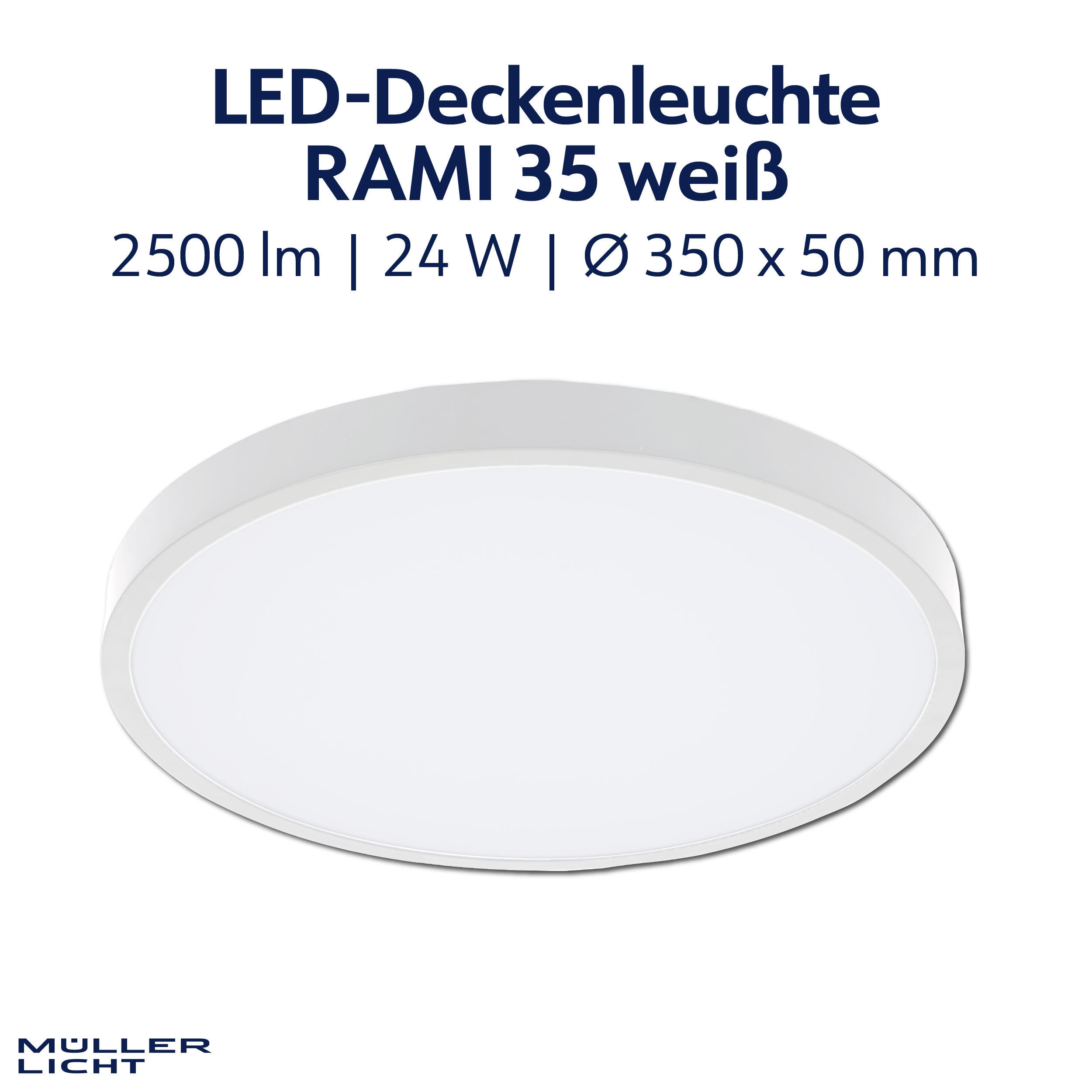 MÜLLER-LICHT LED-Deckenleuchte Rami 36 white, 24W, 2500lm, 2700-6500K, IP20, CCT