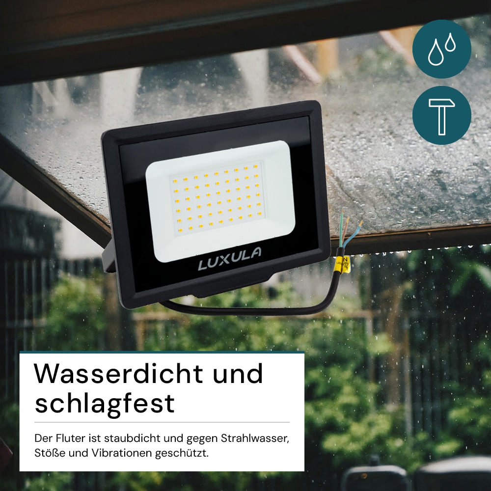 LUXULA LED-Fluter, EEK: F, 50W, 5000lm, 3000K, schwarz