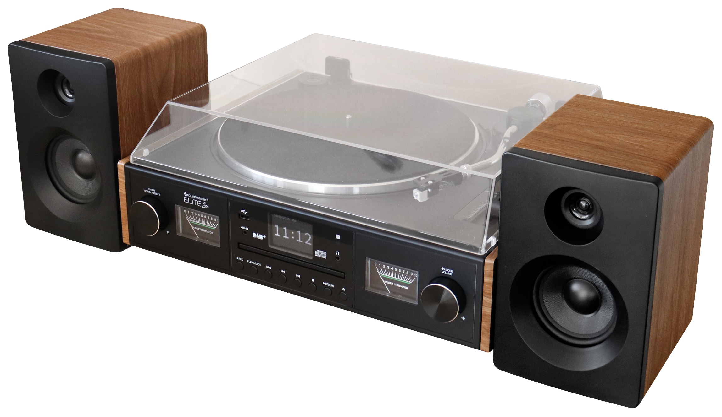 SOUNDMASTER Plattenspieler PL920, Schwarz, Holz, Halbautomatisch