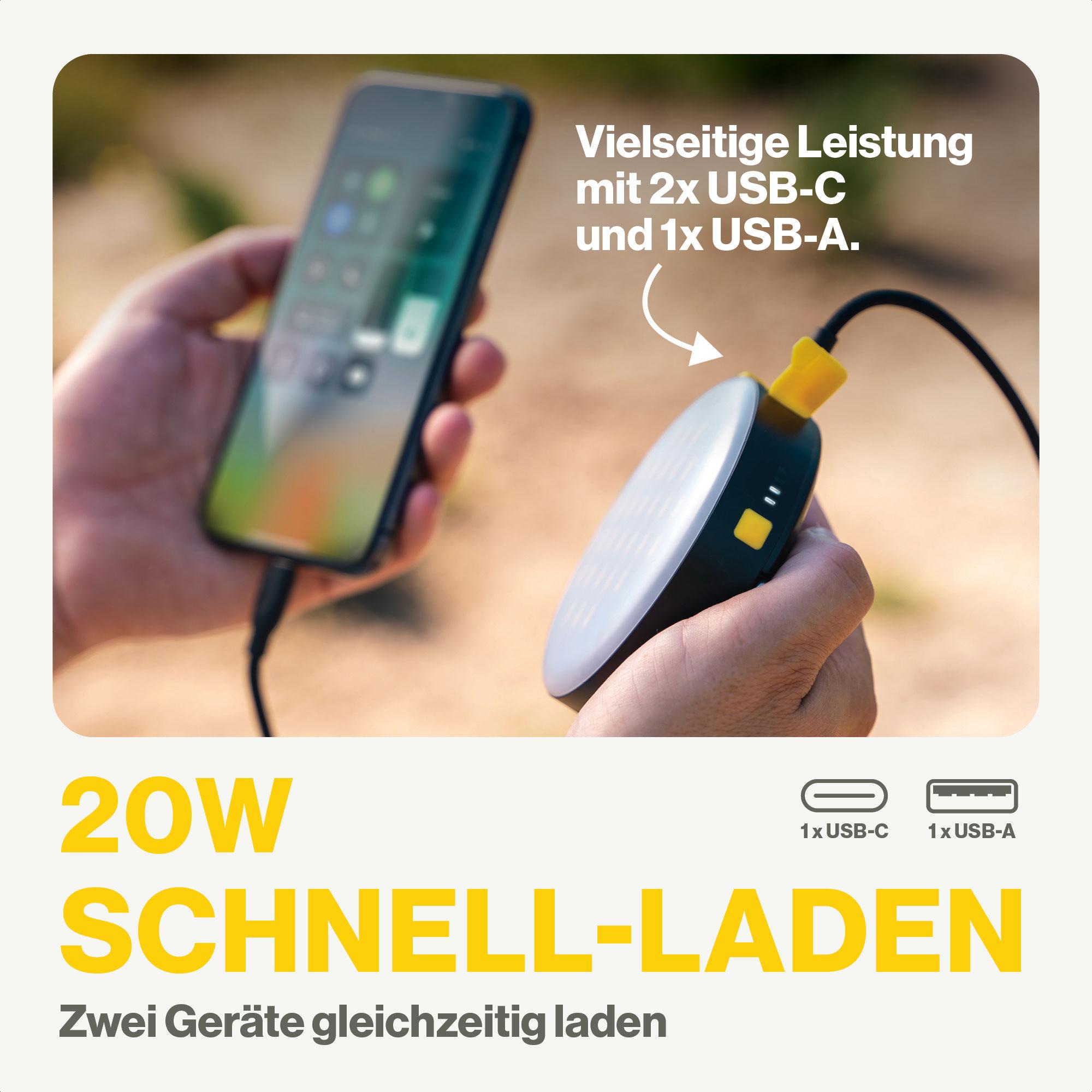 AQIILA BL10, Leuchte, 20 W mit Powerbank, 10.000mAh, schwarz AQIILA Powerbank BL10, mit Leuchte, 20 W, 10.000mAh, schwarz