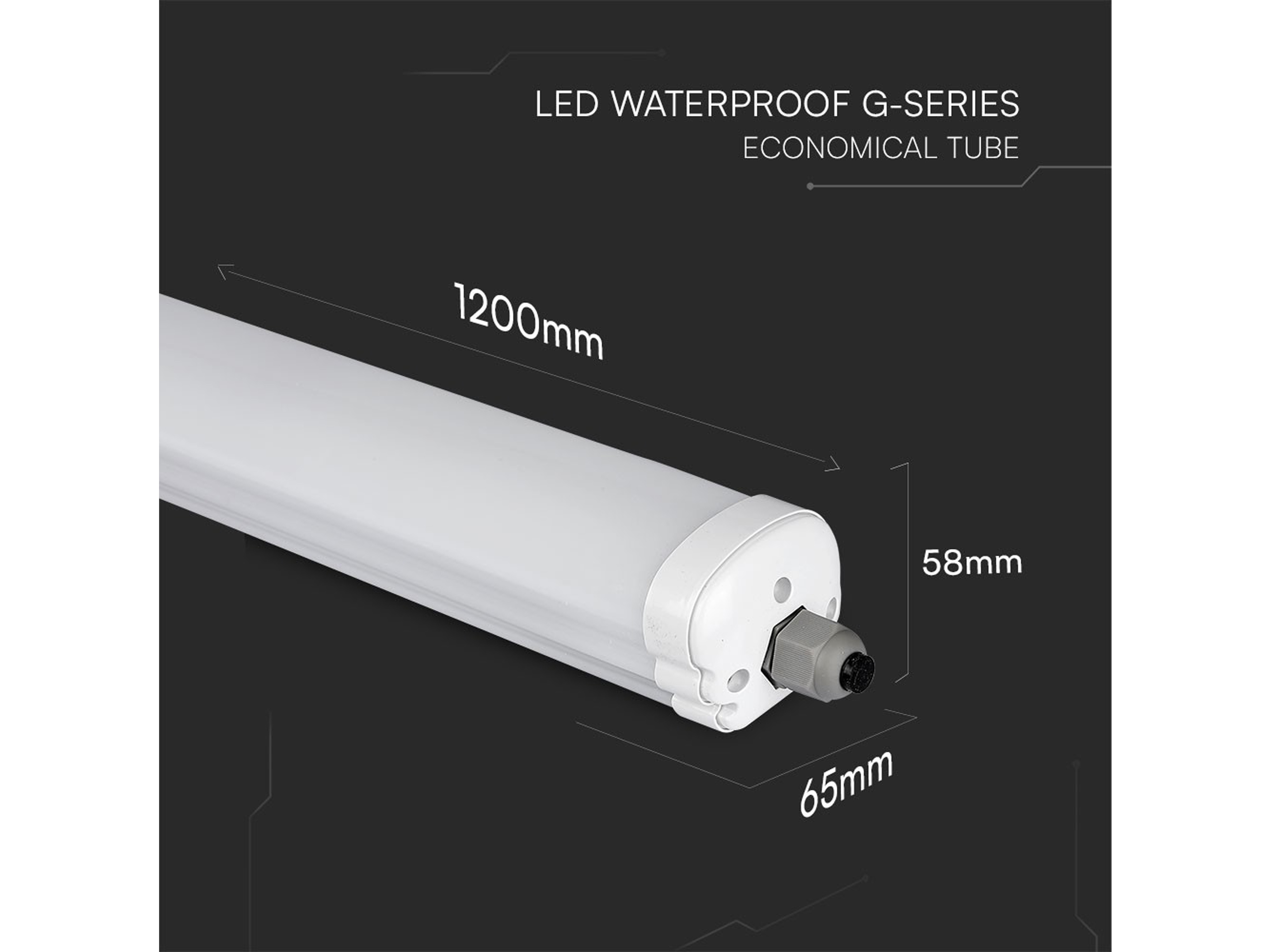 V-TAC LED-Feuchtraumleuchte VT-1249S, EEK: E, 36W, 4320lm, 6500K, 1200mm