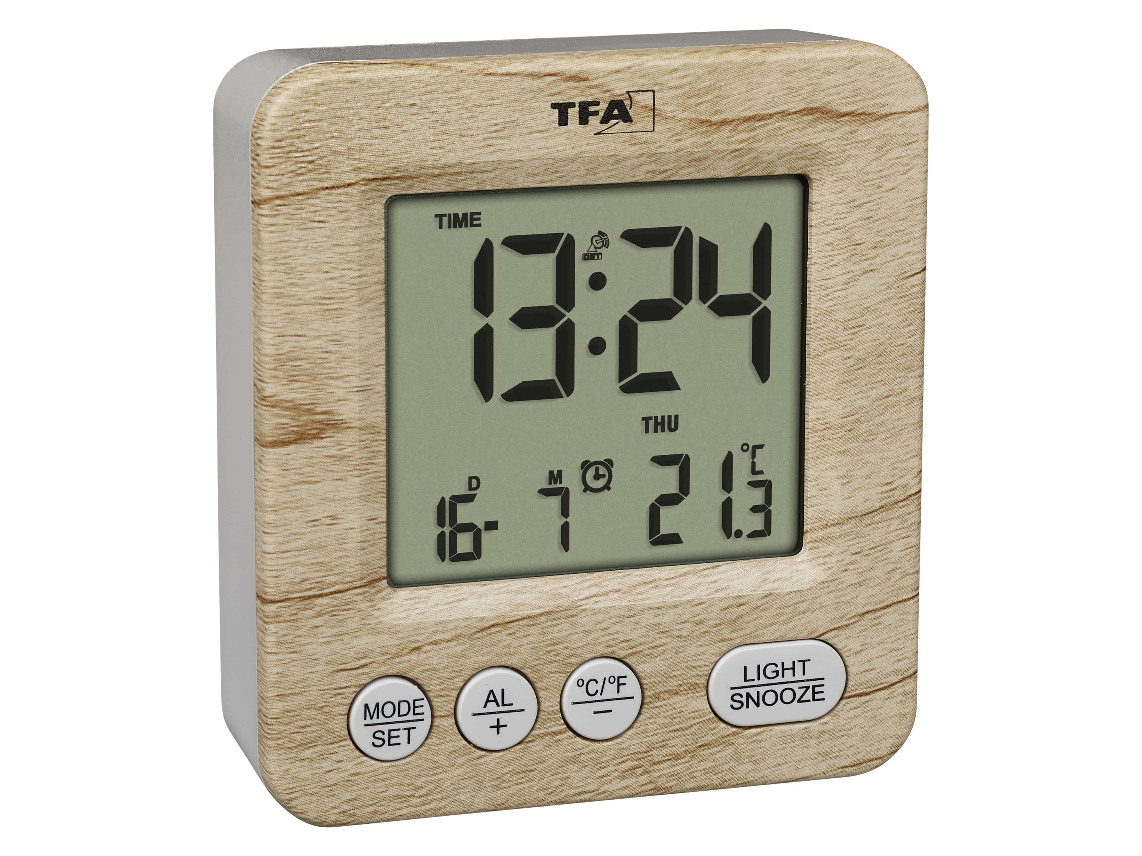 TFA Digitaler Funkwecker NOX 60.2567.08, holzoptik
