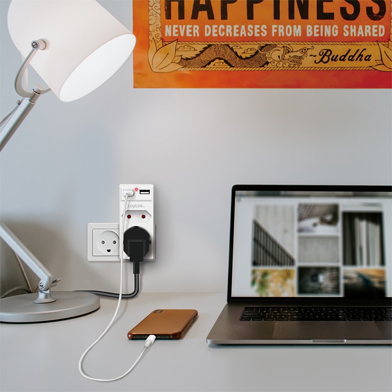 LOGILINK Steckdosenadapter PA0276, 2x USB