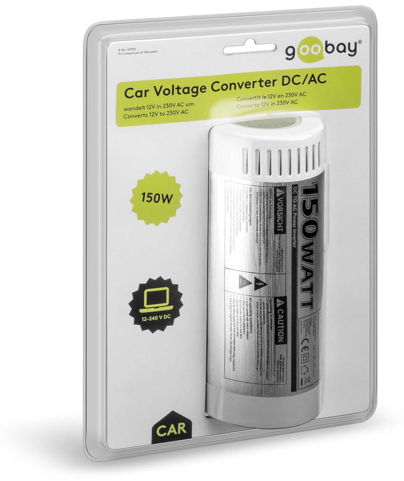 GOOBAY Wechselrichter, 12V-/230V~, 150W USB, 2,4A GOOBAY Wechselrichter, 12V-/230V~, 150W USB, 2,4A