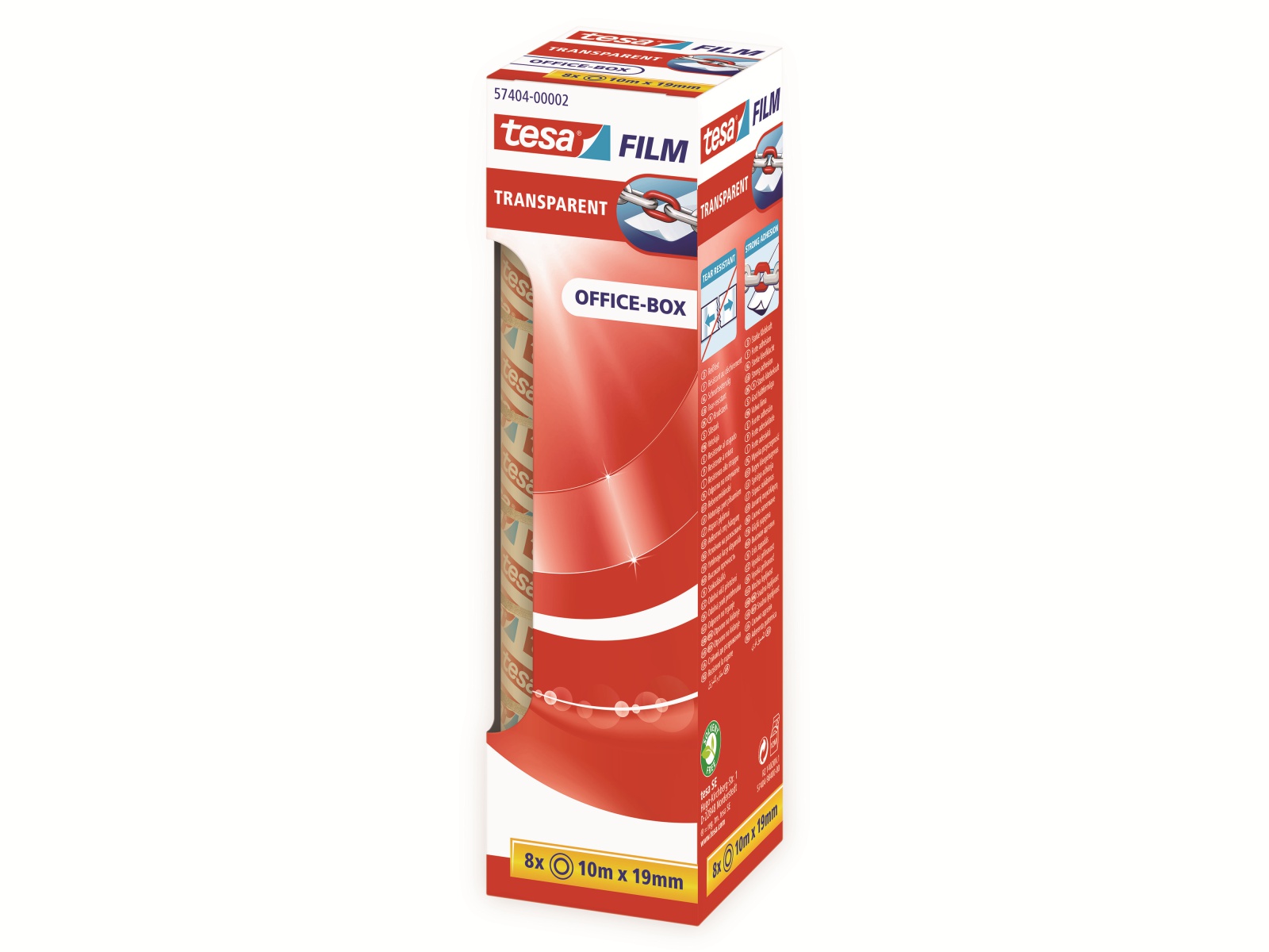 TESA film® transparent, 8 Rollen, Office-Box, 10m:19mm, 57404-00002-04 TESA film® transparent, 8 Rollen, Office-Box, 10m:19mm, 57404-00002-04