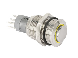 Metall-Einbaudruckschalter mit LED-Beleuchtung, gelb