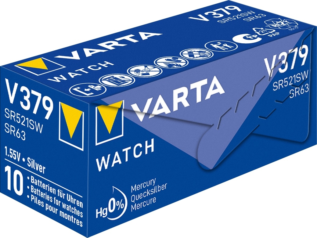 VARTA Knopfzelle Silver Oxide, 379 SR63, 1.55V, 10 Stück