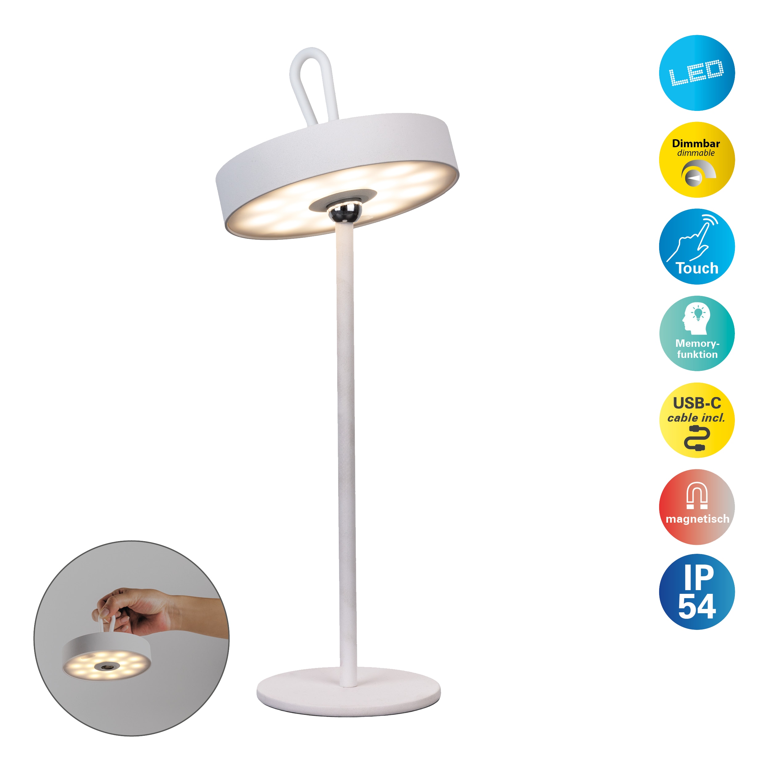 NÄVE LED-Tischleuchte 5315323, 3W, 260lm, 3000K, Akku, magnetisch, weiß NÄVE LED-Tischleuchte 5315323, 3W, 260lm, 3000K, Akku, magnetisch, weiß
