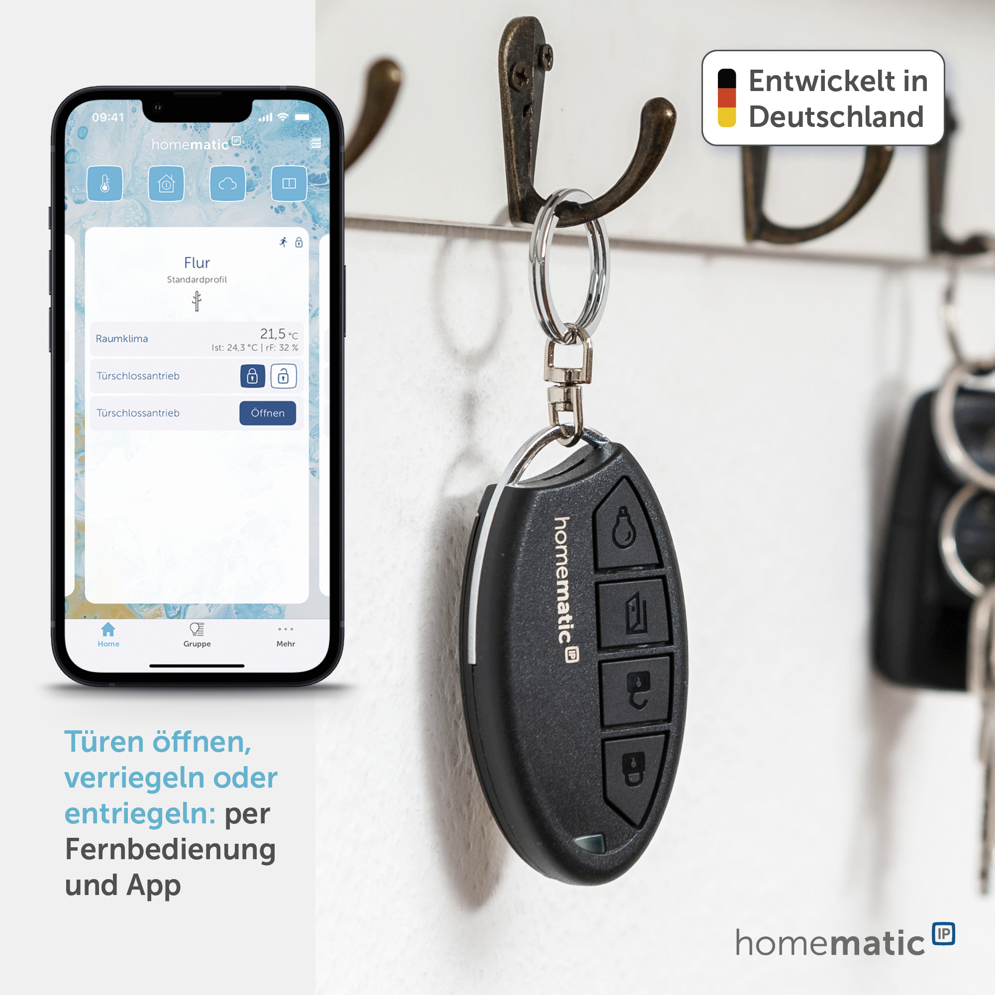 HOMEMATIC IP Smart Home 142561A0, Schlüsselbundfernbedienung - Zutritt