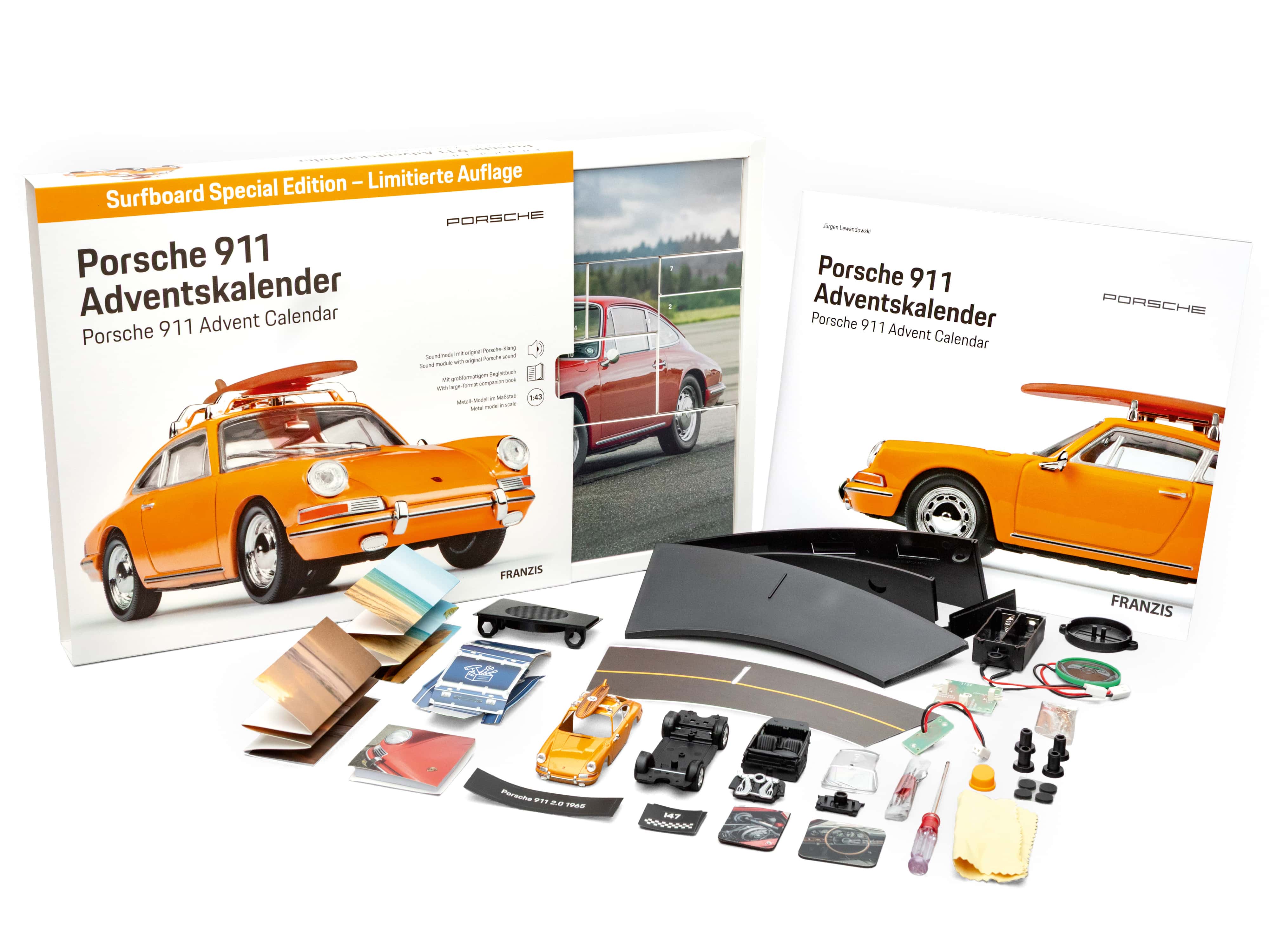 FRANZIS Porsche 911 Adventskalender Surfbrett 1:43 FRANZIS Porsche 911 Adventskalender Surfbrett 1:43
