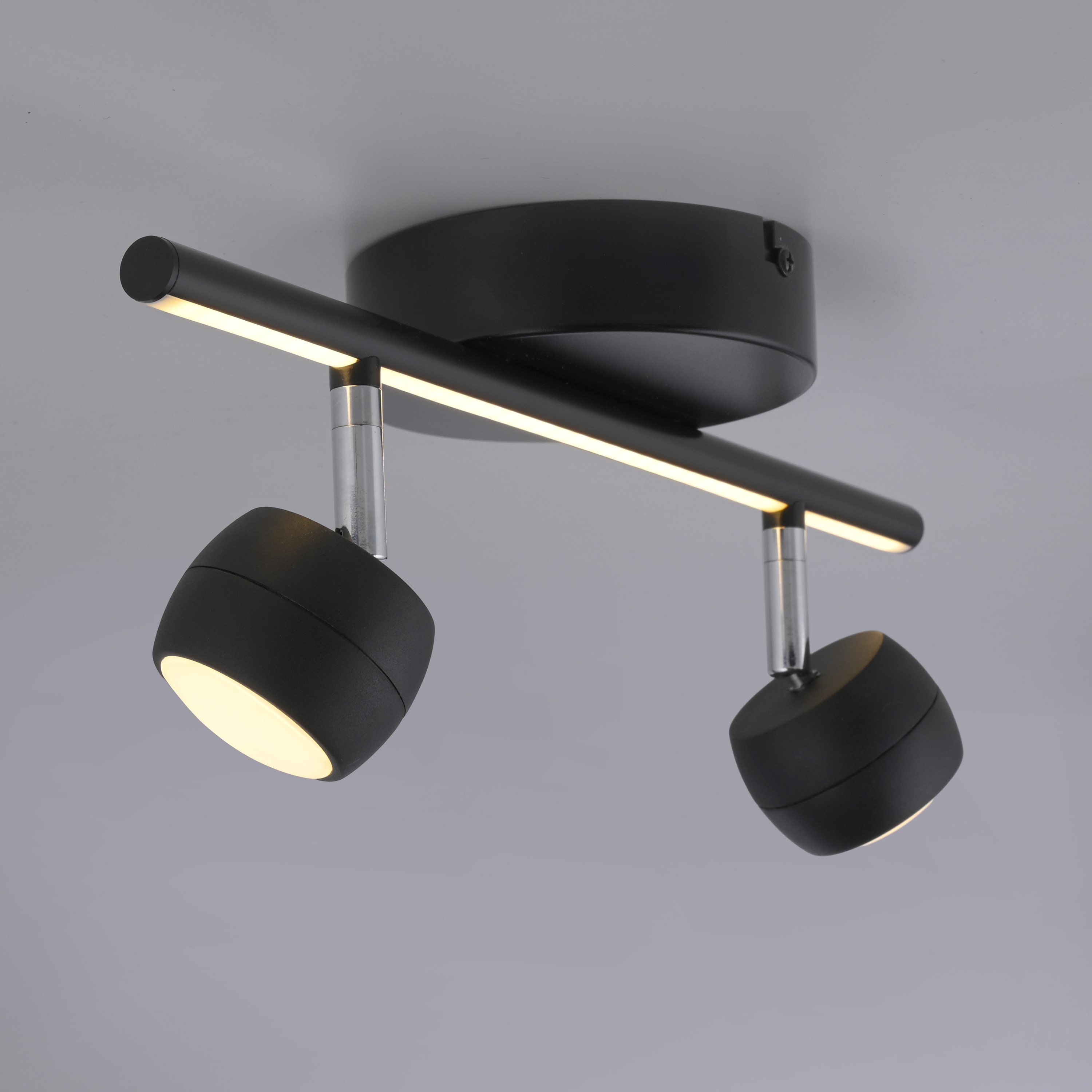 JUST LIGHT LED-Deckenleuchte 11401-18, 10,60W, 3000K, 1225lm, warmweiß, IP20, schwarz