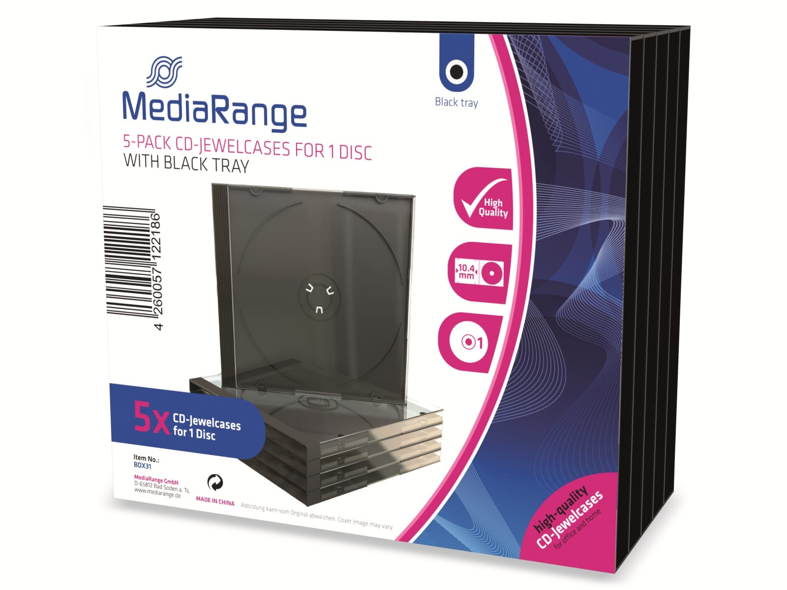 MEDIARANGE CD-Leerhüllen, Standard, 5er Pack, schwarz/transparent MEDIARANGE CD-Leerhüllen, Standard, 5er Pack, schwarz/transparent