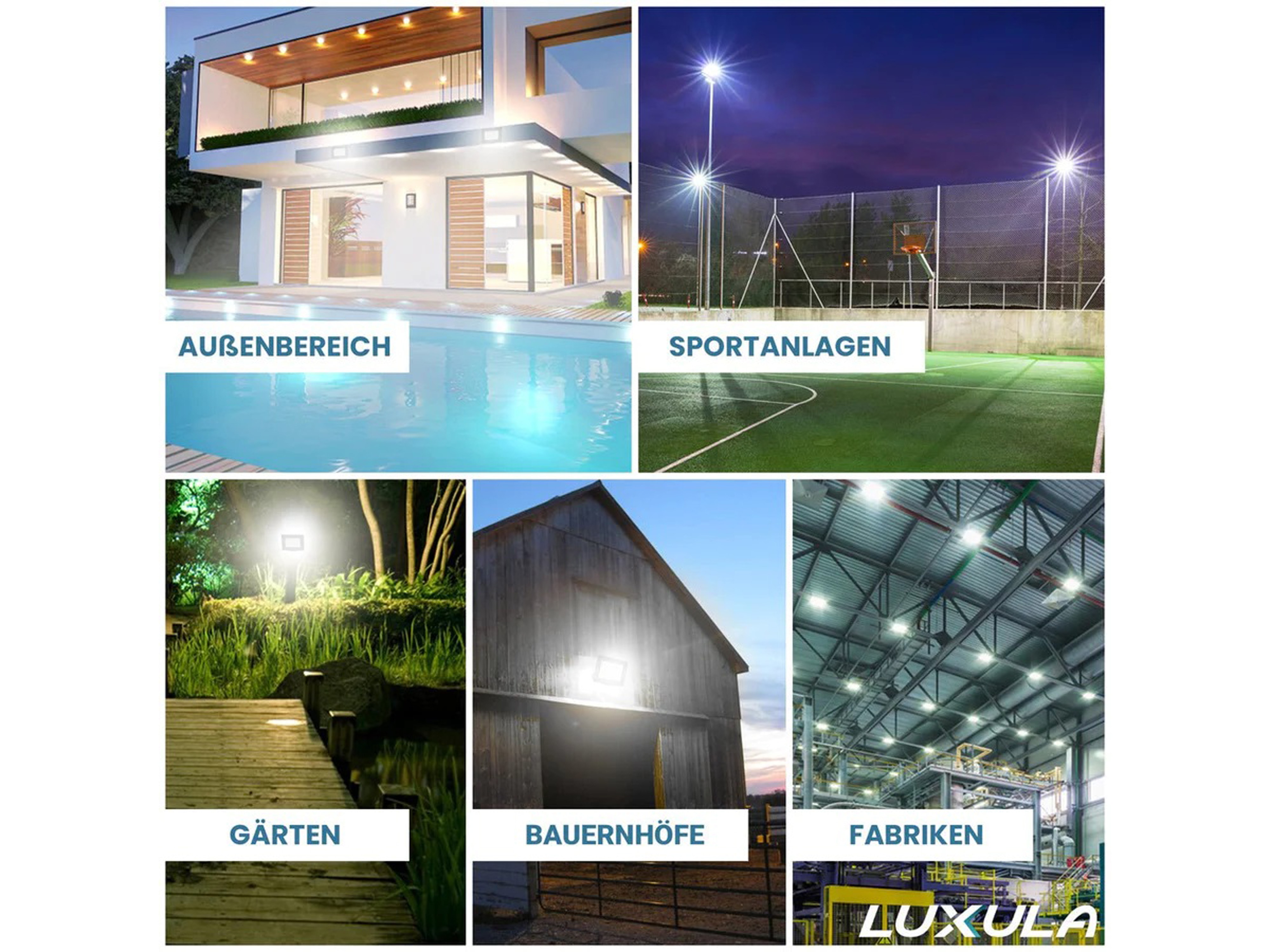 LUXULA LED-Fluter, EEK: F, 20W, 2000lm, 3000K, schwarz