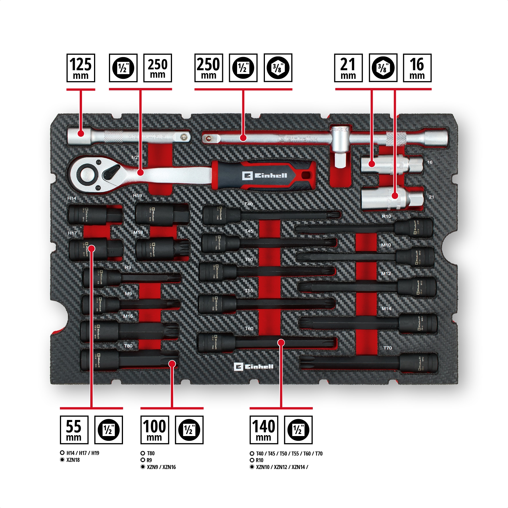 EINHELL Werkzeugkoffer KFZ, 370515, E-Case, 121-teilig EINHELL Werkzeugkoffer KFZ, 370515, E-CASE, 121-teilig
