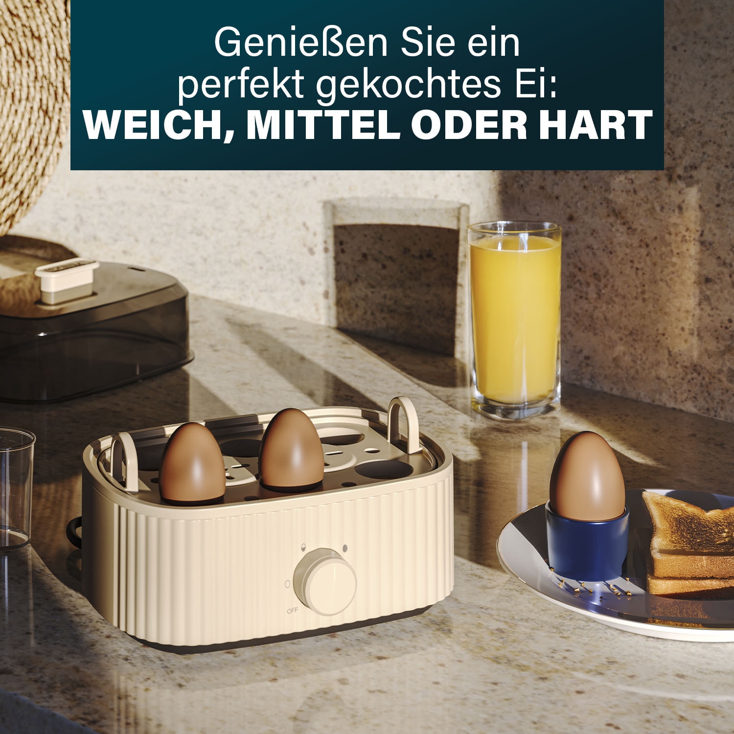 PRINCESS Eierkocher Wave, 6 Eier, inklusive Messbecher, 300W, beige