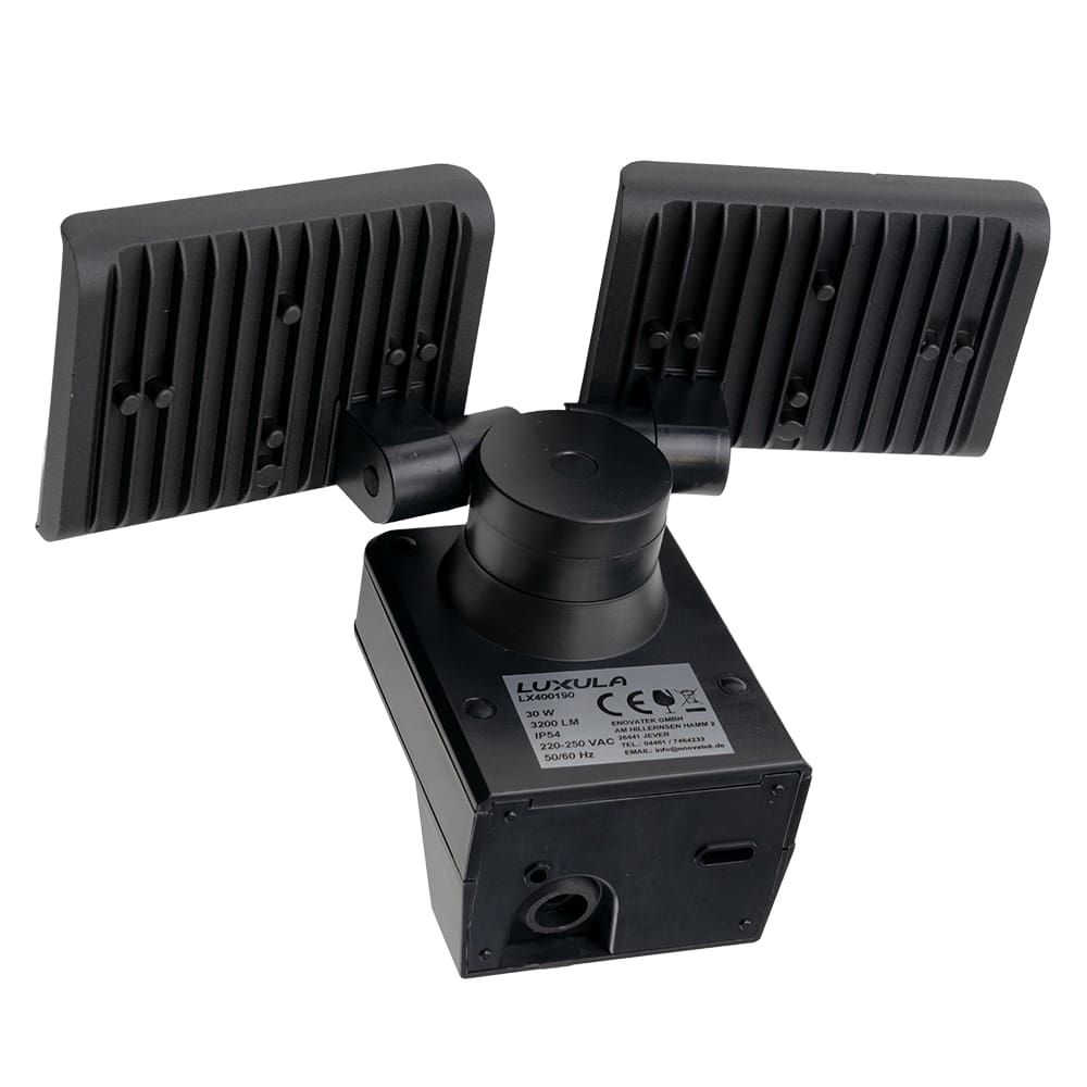 LUXULA LED-Fluter LX400190, 2-köpfig, 2x 15 W, 3200 lm, 4000 K, schwarz LUXULA LED-Fluter LX400190, 2-köpfig, 2x 15 W, 3200 lm, 4000 K, schwarz