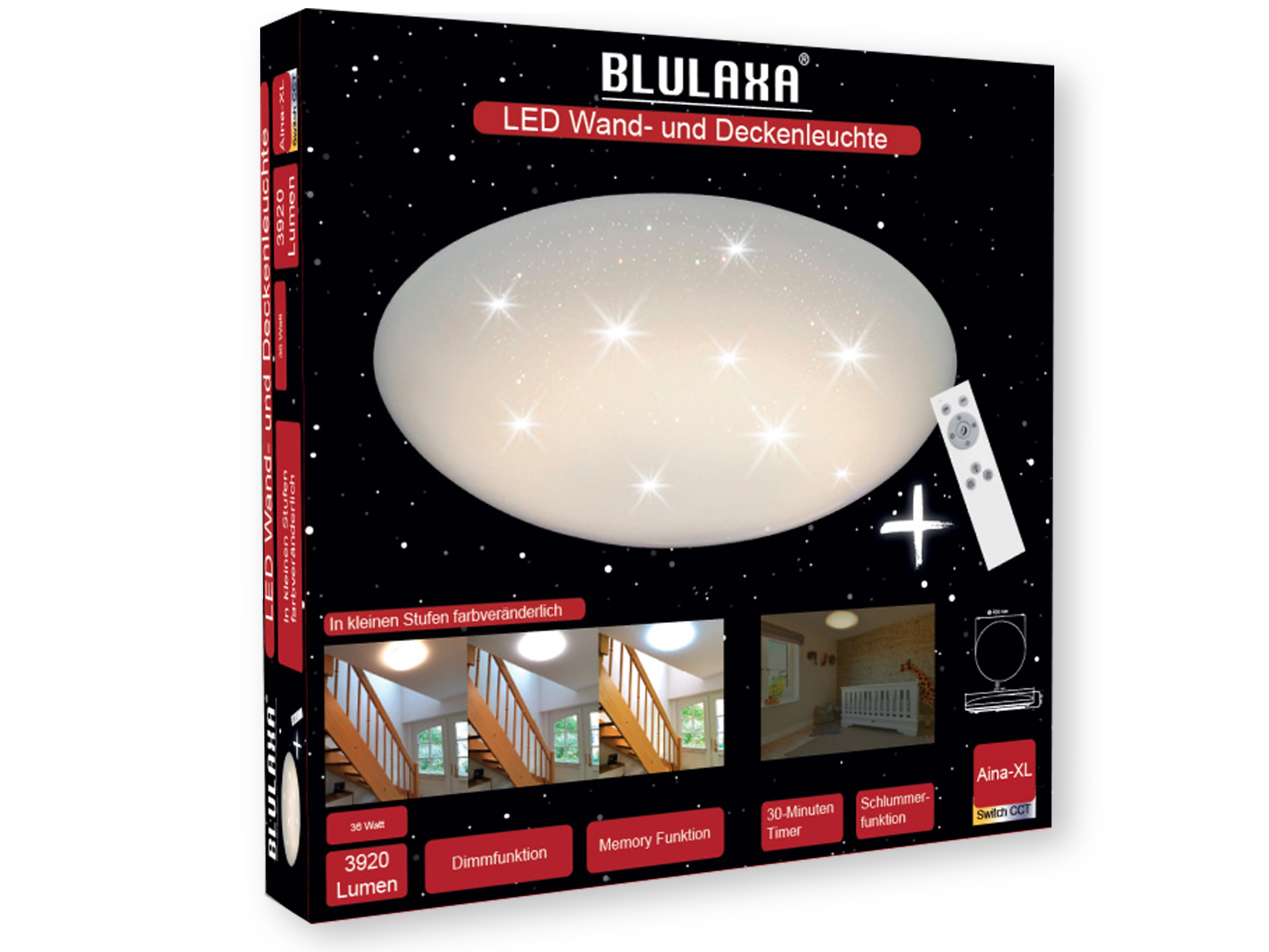 BLULAXA LED-Deckenleuchte, Aina-XL Sternenhimmel, rund, 36W BLULAXA LED-Deckenleuchte, Aina-XL Sternenhimmel, rund, 36W