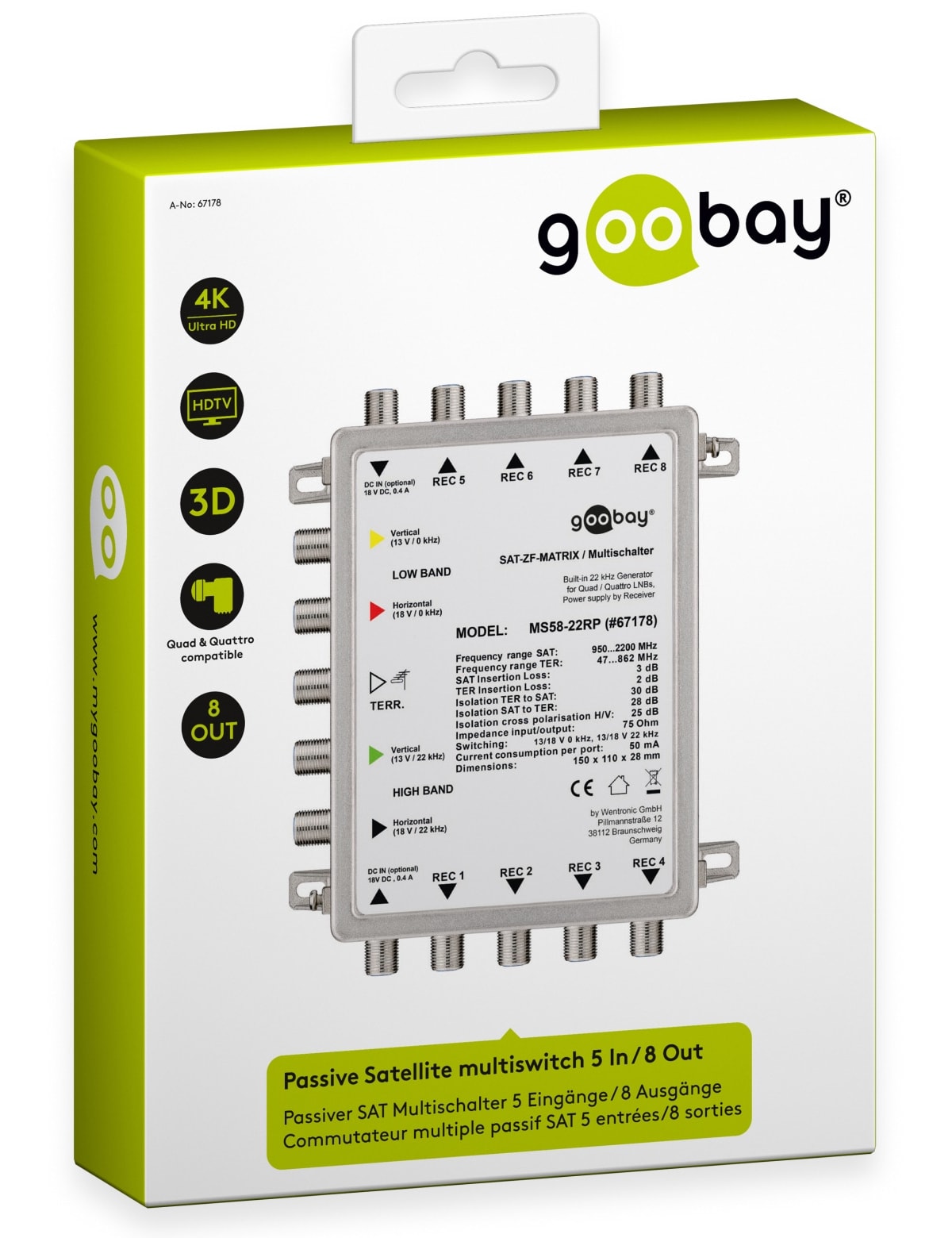 GOOBAY Multischalter 67178, 5/8, passiv GOOBAY Multischalter 67178, 5/8, passiv