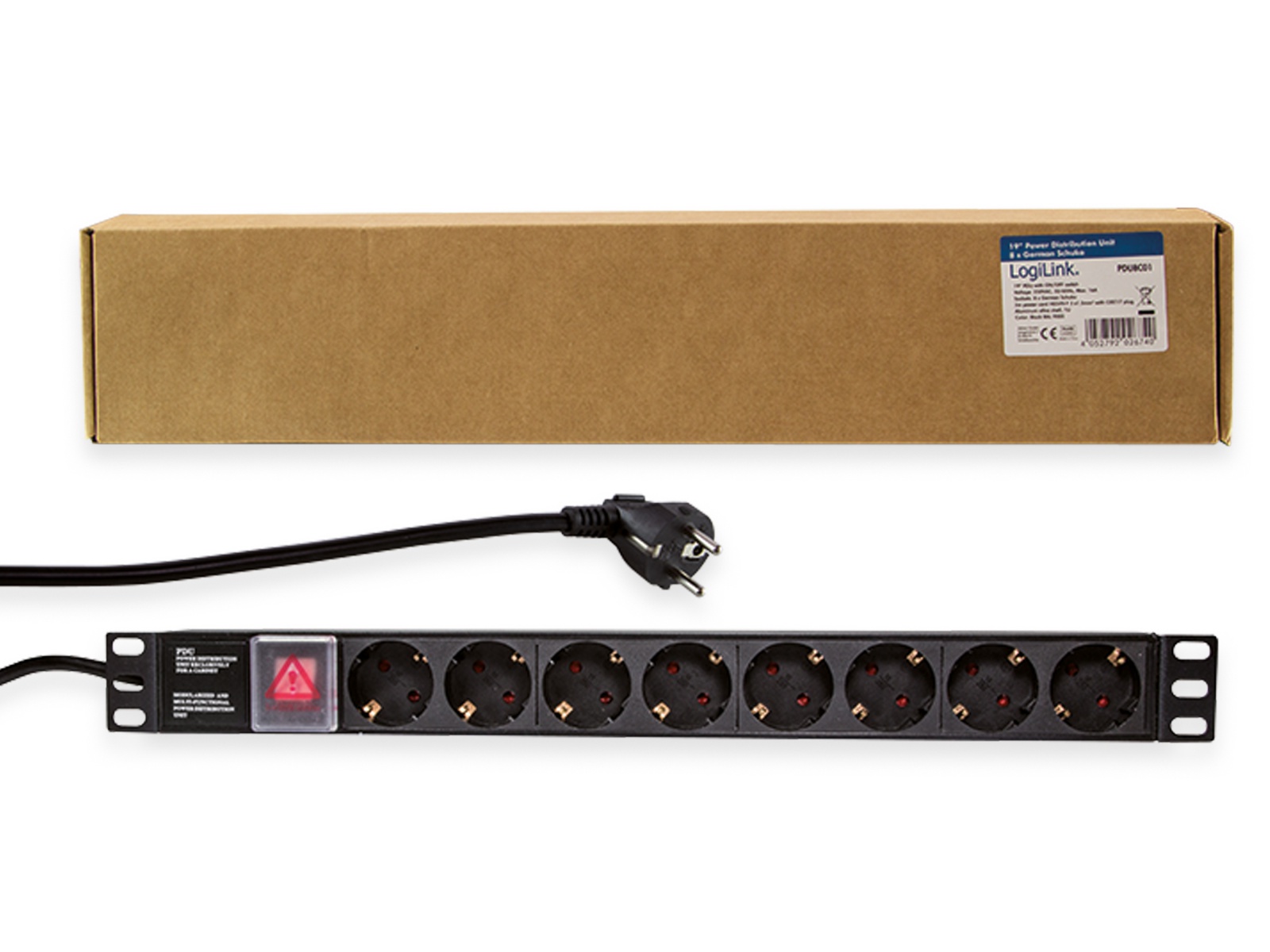 LOGILINK Steckdosenleiste 19", 8-fach, Schutzkontaktstecker, Schalter, schwarz LOGILINK Steckdosenleiste 19", 8-fach, Schutzkontaktstecker, Schalter, schwarz