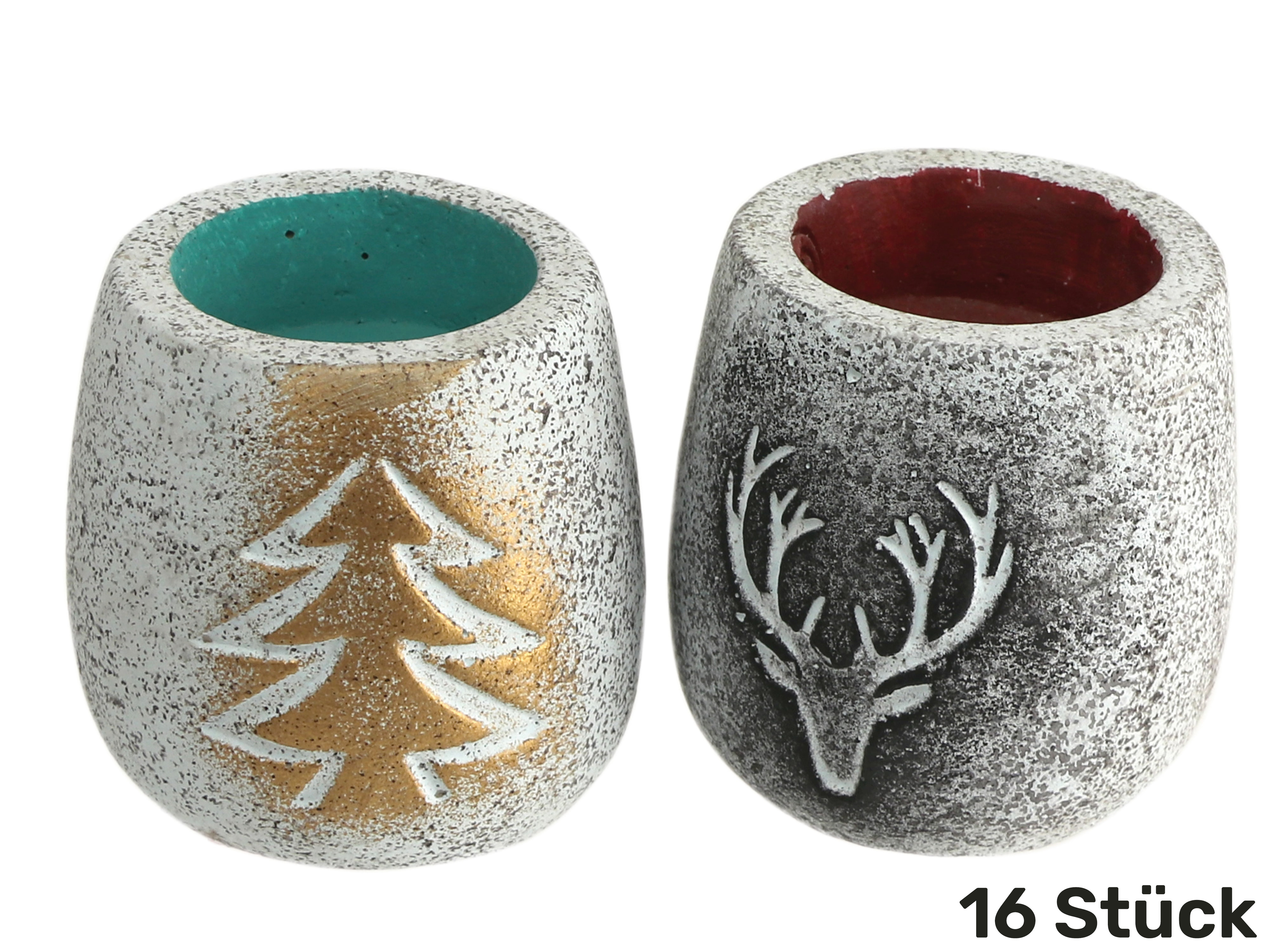 Teelichthalter aus Stein, 16 Stück