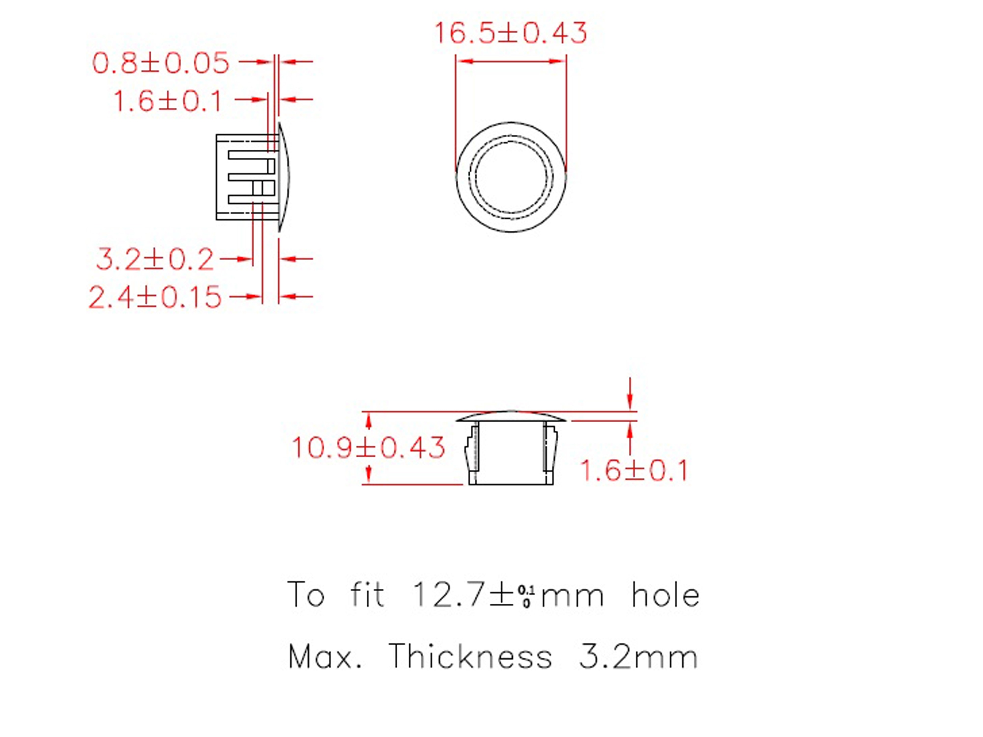 KSS Lochabdeckung Polyamid 6.6, schwarz, für Loch 12,7, Abdeckung-Ø 16,5, 1 Stück