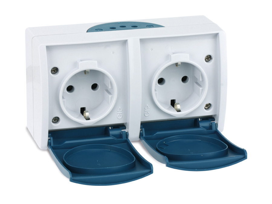 BUSCH-JAEGER Feuchtraum-Steckdose 20/2 EW-53, 2-fach, waagerecht