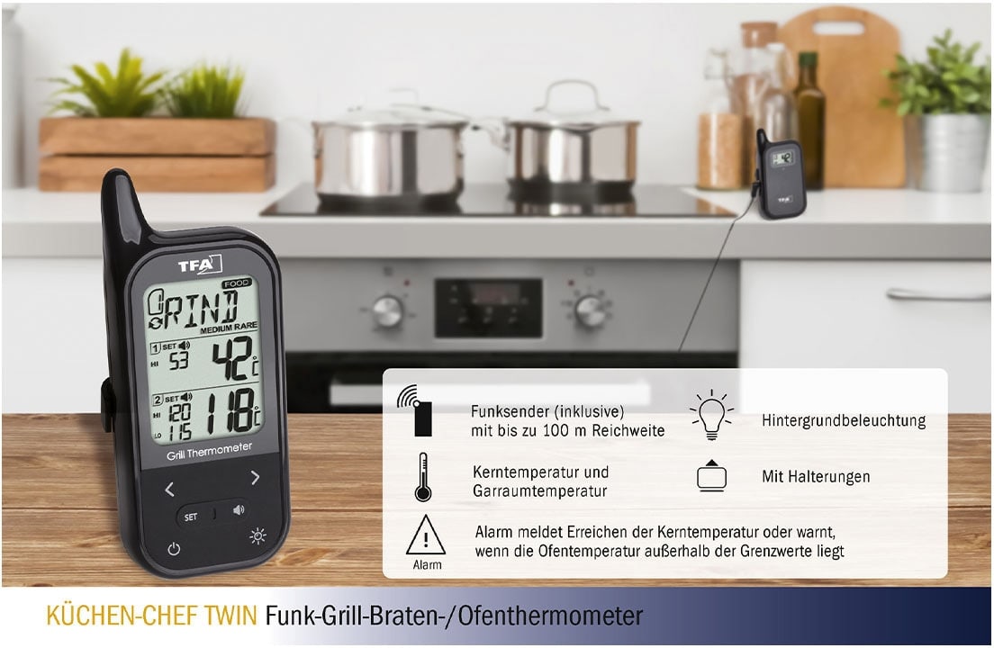 TFA Grill-Funkthermometer Küchen-Chef, 14.1511.01