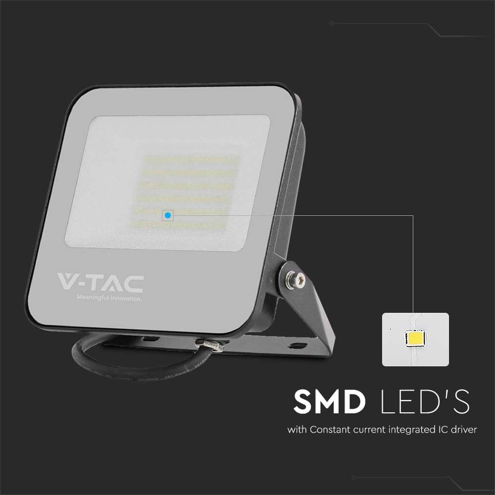 V-TAC LED-Fluter, VT-4456, EEK: B, 50 W, 4000 K, 9250 lm, IP65, sw LED-Fluter V-TAC, VT-4456, EEK: B, 50 W, 4000 K, 9250 lm, IP65, sw