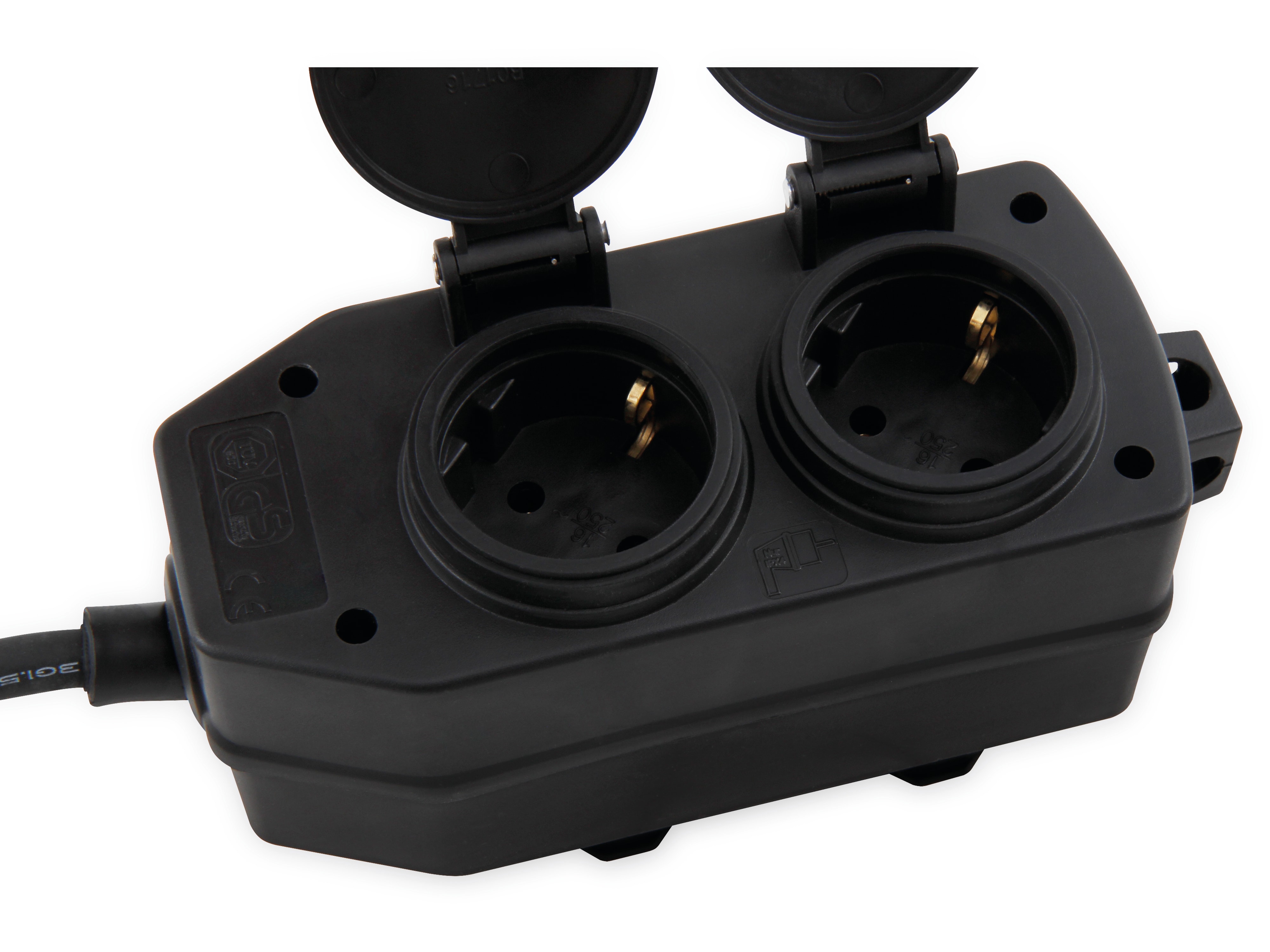 MCPOWER Steckdosenblock, 4-fach, IP44, Außenbereich, 3 m Zuleitung