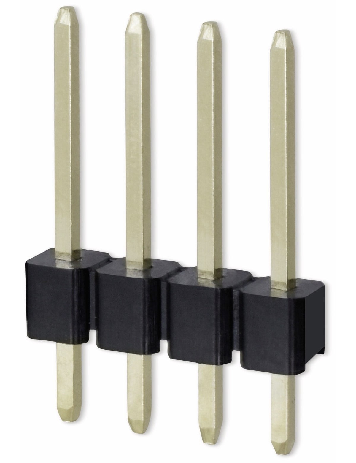 Stiftleiste, 1 x 4, 2,54 mm, gerade, 0,8µ Au (Gold), 5 Stück Stiftleiste, 1 x 4, 2,54 mm, gerade, 0,8µ Au (Gold), 5 Stück
