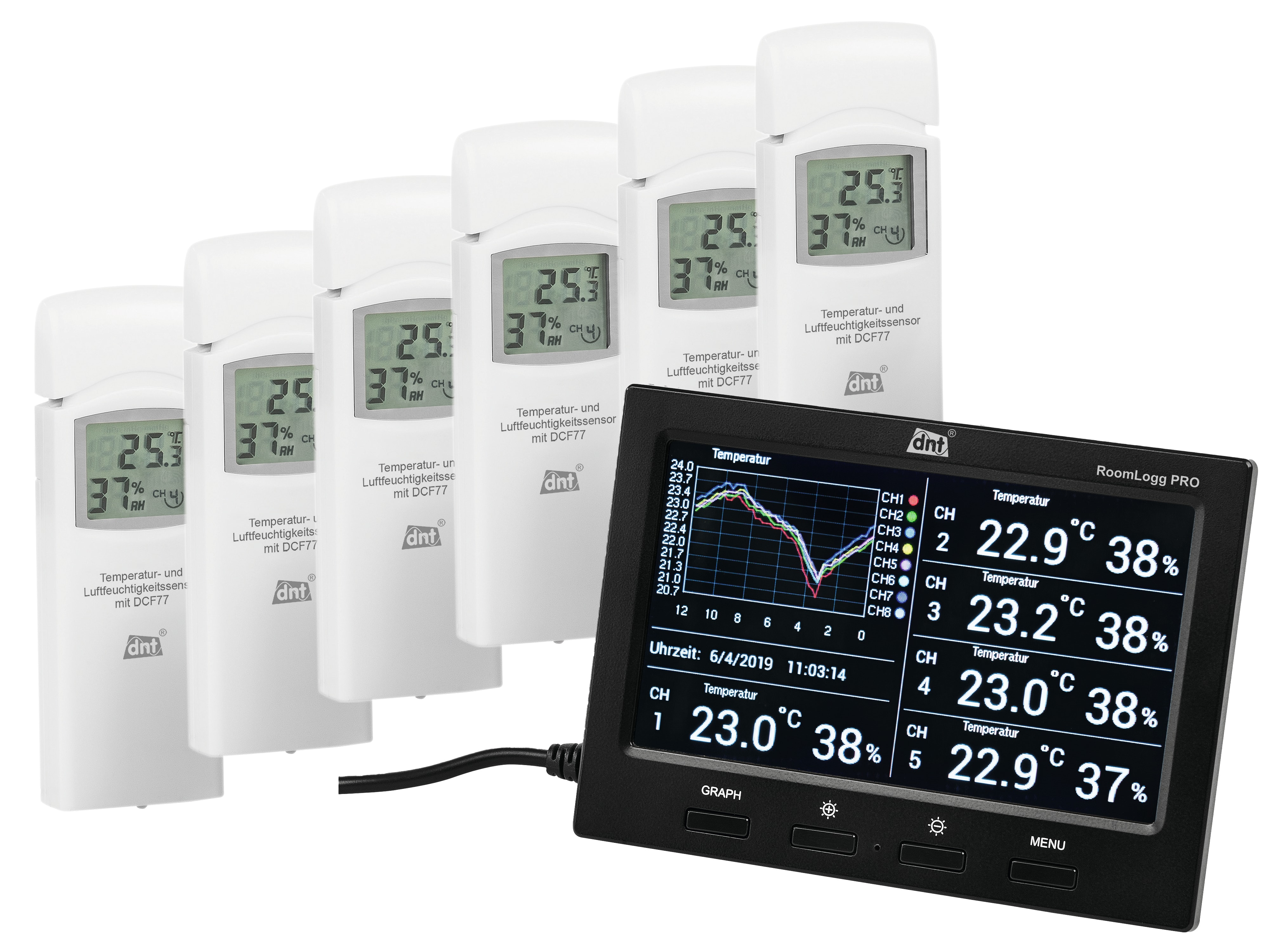 DNT Raumklimastation RoomLogg PRO, 6 Außensensoren DNT Raumklimastation RoomLogg PRO, 6 Außensensoren