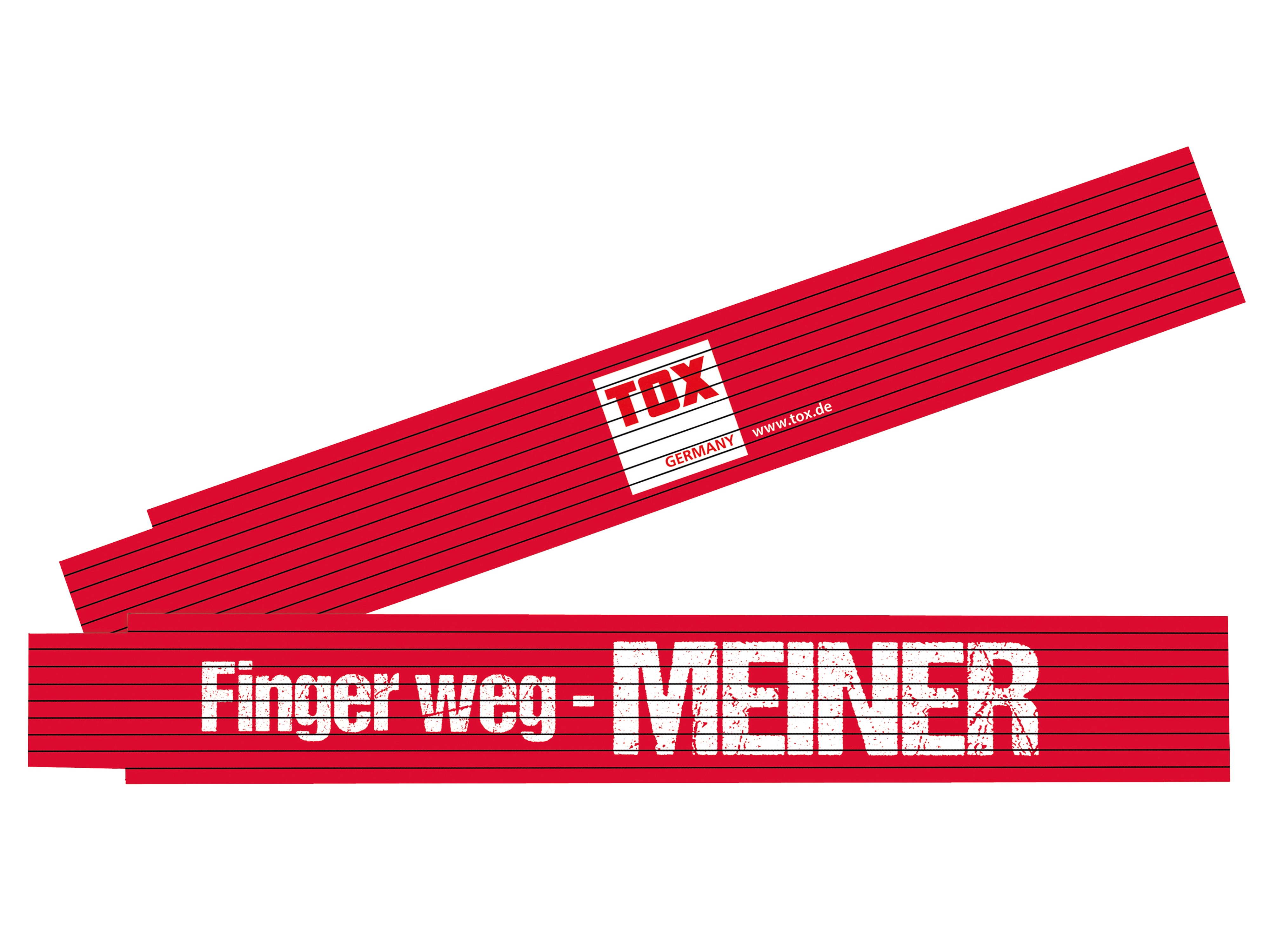 TOX Meterstab, Aufdruck: Finger weg - MEINER, 2 m TOX Meterstab, Aufdruck: Finger weg - MEINER, 2 m